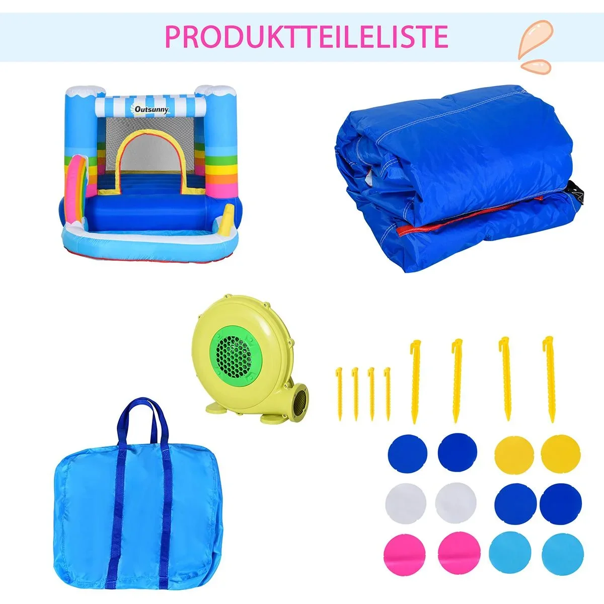 Kinderhüpfburg im Regenbogen-Design bunt - 0