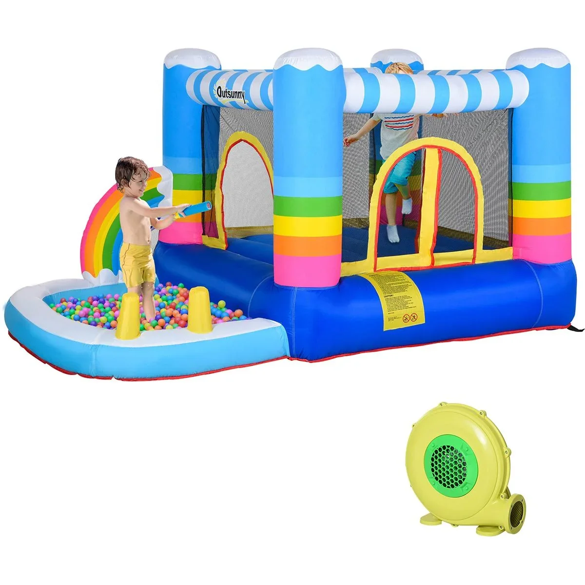 Kinderhüpfburg im Regenbogen-Design bunt - 5