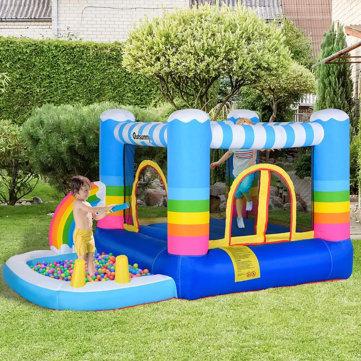 Kinderhüpfburg im Regenbogen-Design bunt - 6