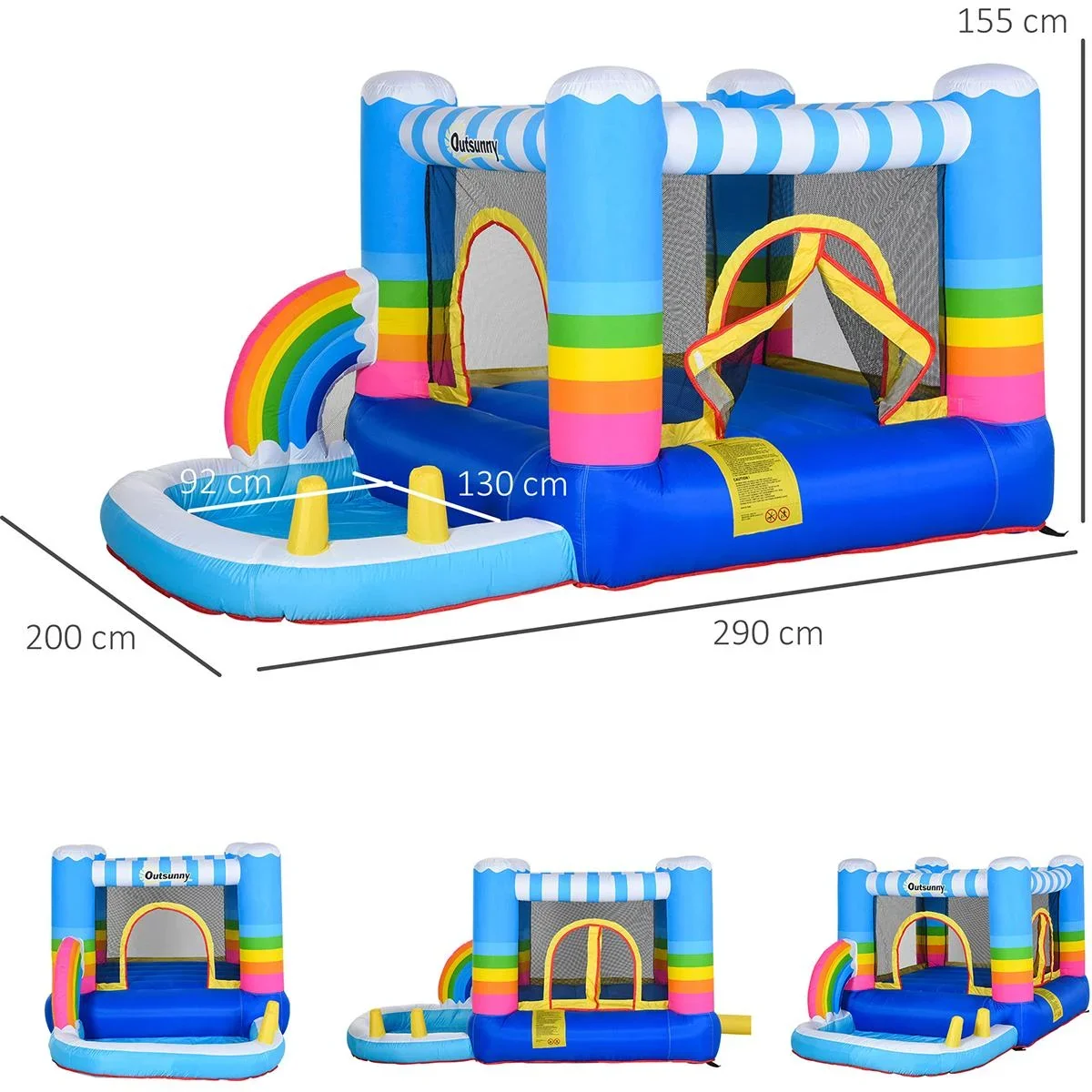 Kinderhüpfburg im Regenbogen-Design bunt - 7
