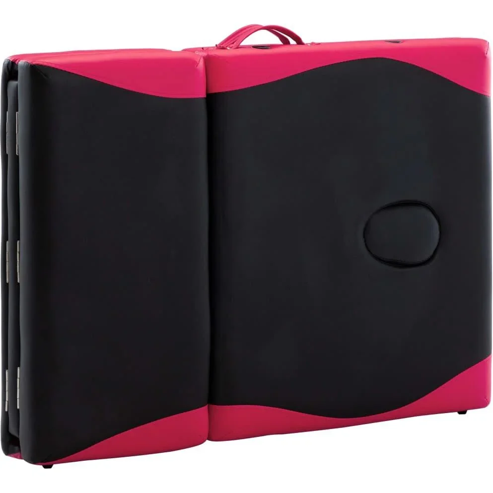 Klappbarer Massagetisch 4 Zonen Holz schwarz und rosa - 4