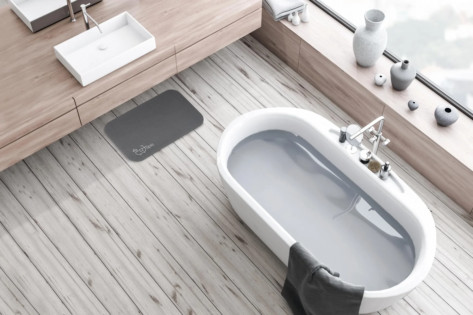 Superabsorbierende Badematte Spa, 40 x 60 cm dunkelgrau - 5