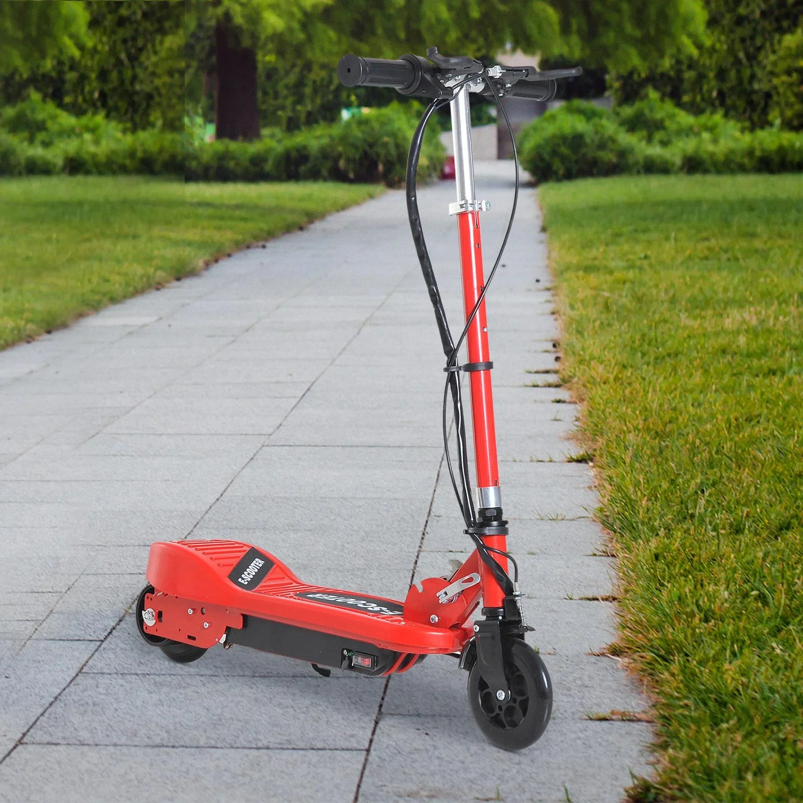 Elektroroller E-Scooter Cityroller klappbar Jugend Roller 12 km/h Kinder Metall Rot L74"W36"H73-91cm - 0