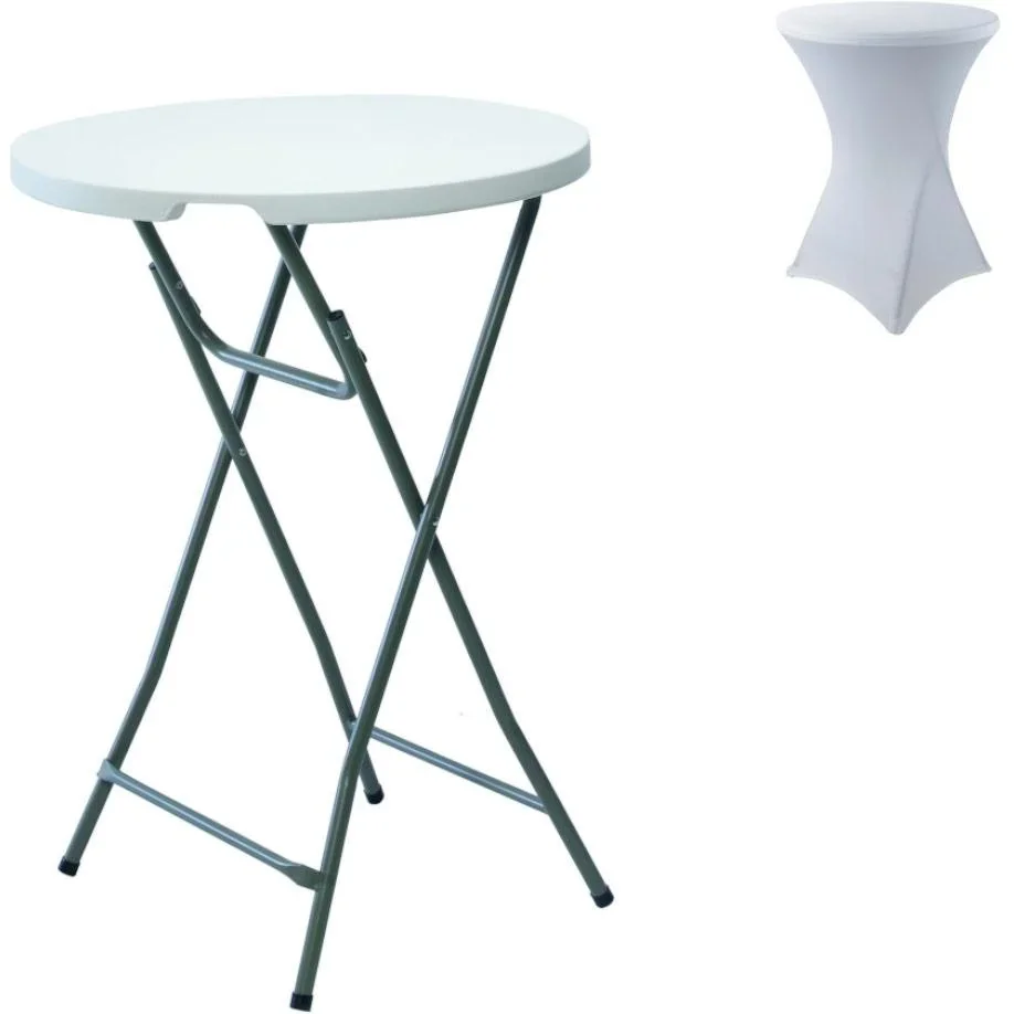 Klappbarer Stehtisch - 80 x 110 cm MIT weißem Bezug - 1