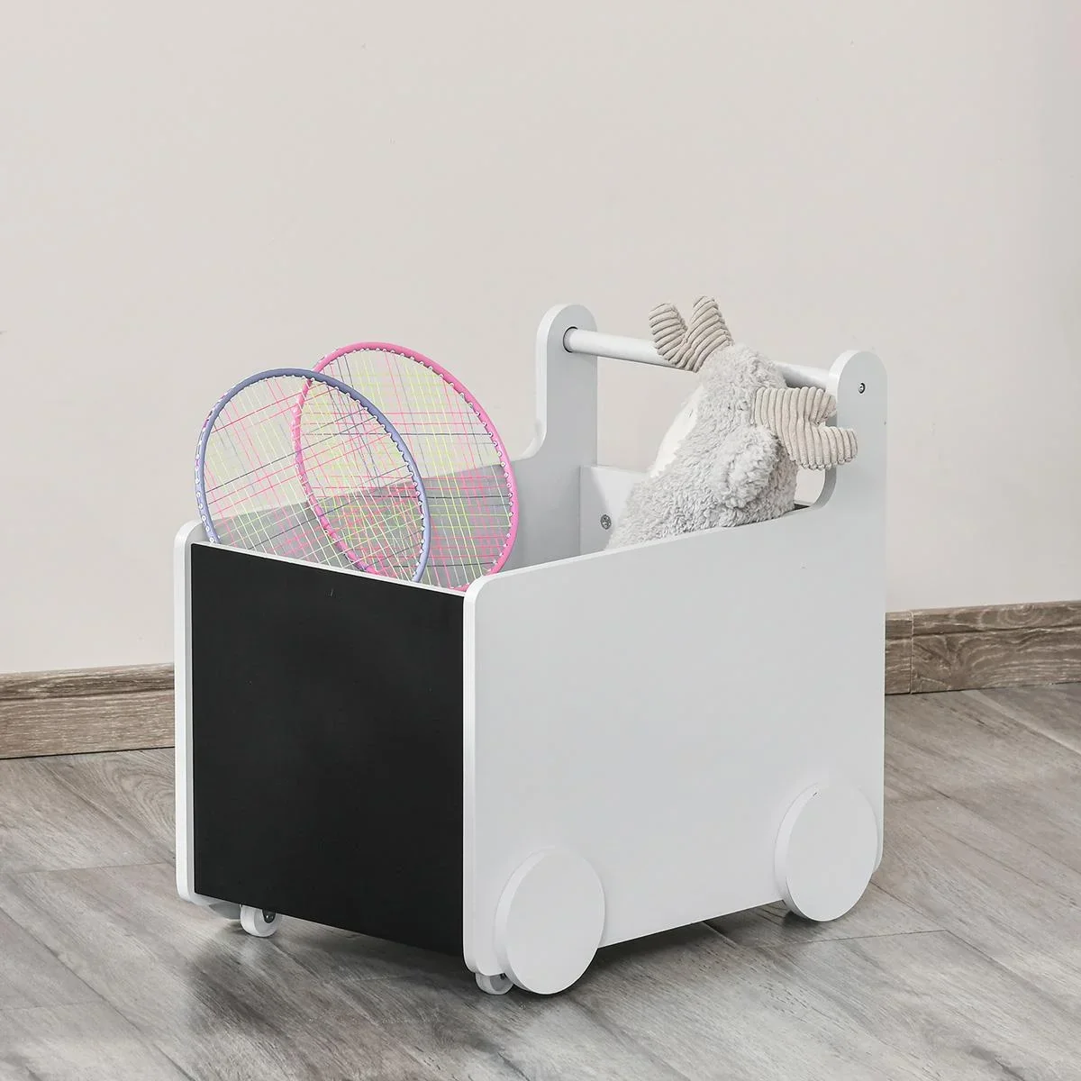 2-in-1 Lauflernwagen Aufbewahrungsbox Baby Lauflernhilfe Spielzeugkiste mit Räder Griff Bücherkiste Aufbewahrungskorb fü - 2