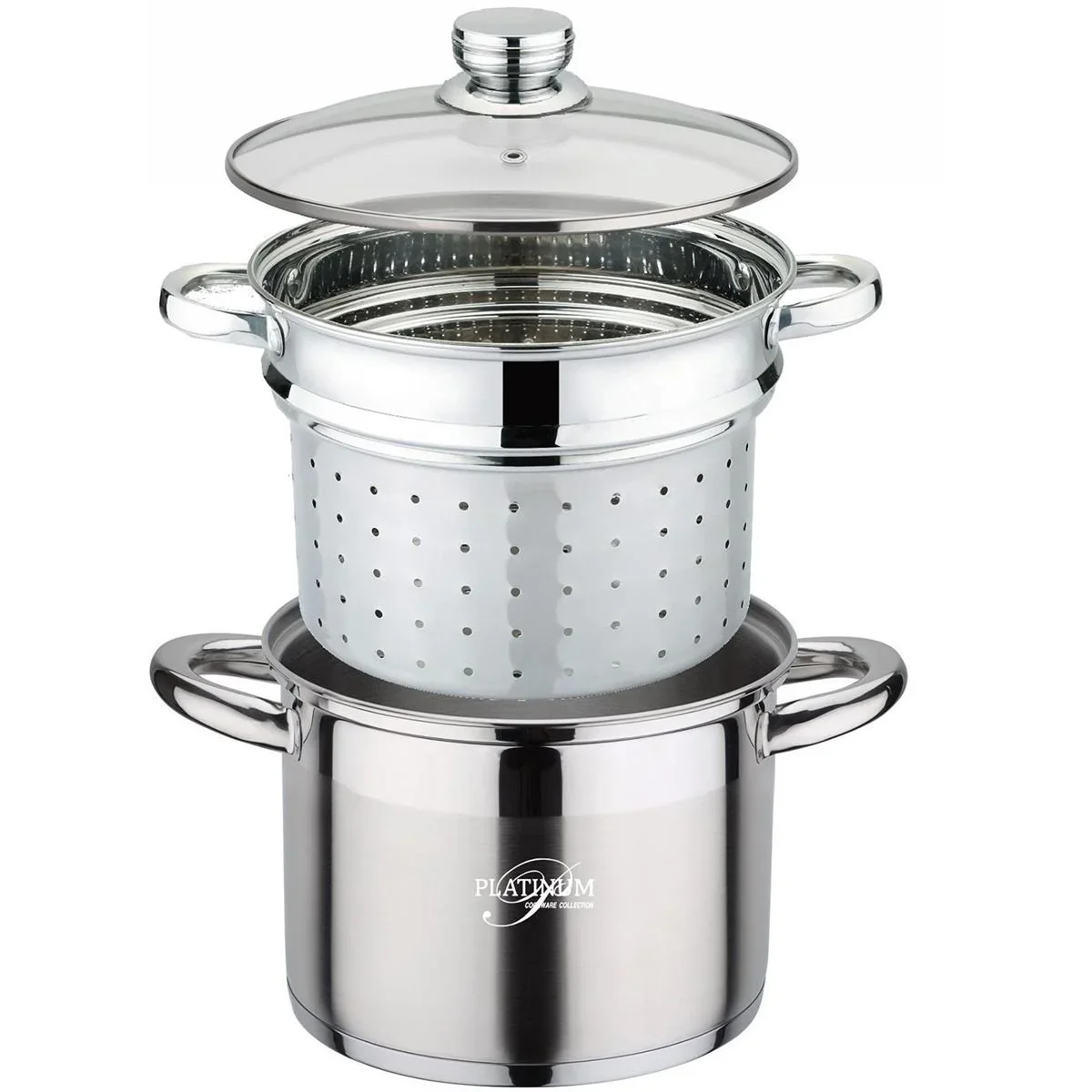 Platinum Kochtopf mit Nudelkocher - Edelstahl - 24cm - 0