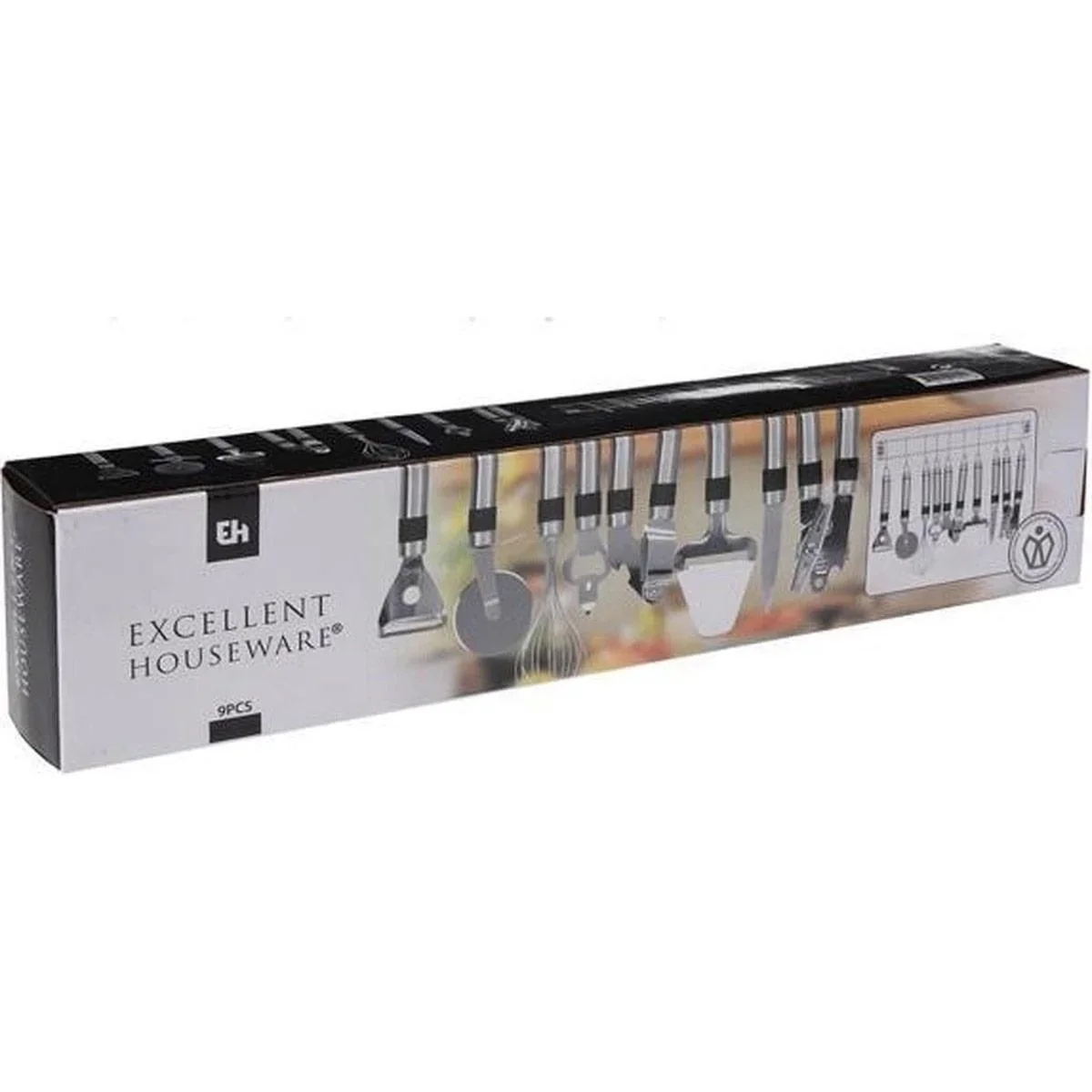 9-teiliges Küchenset - Küchenutensilien - mit Küchenleiste - Edelstahl - 3