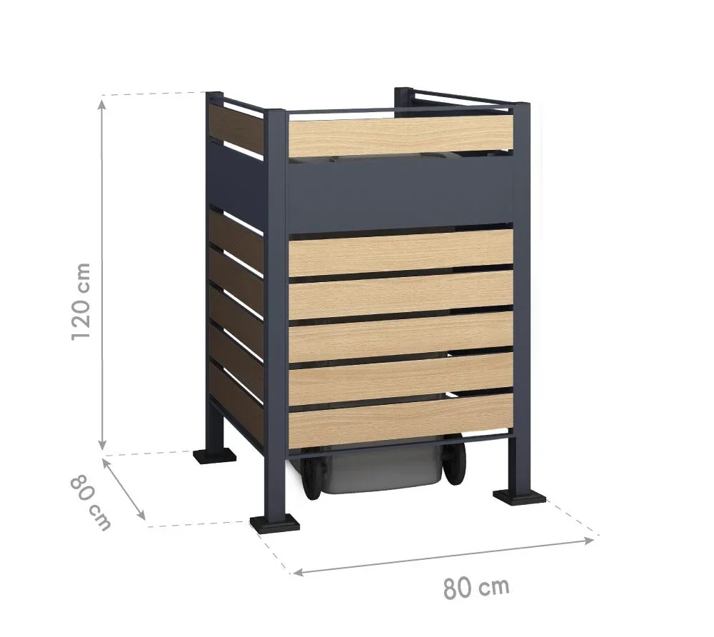 Mülltonnenverkleidung Planum 1er Box, 120 cm, holzoptik - 0