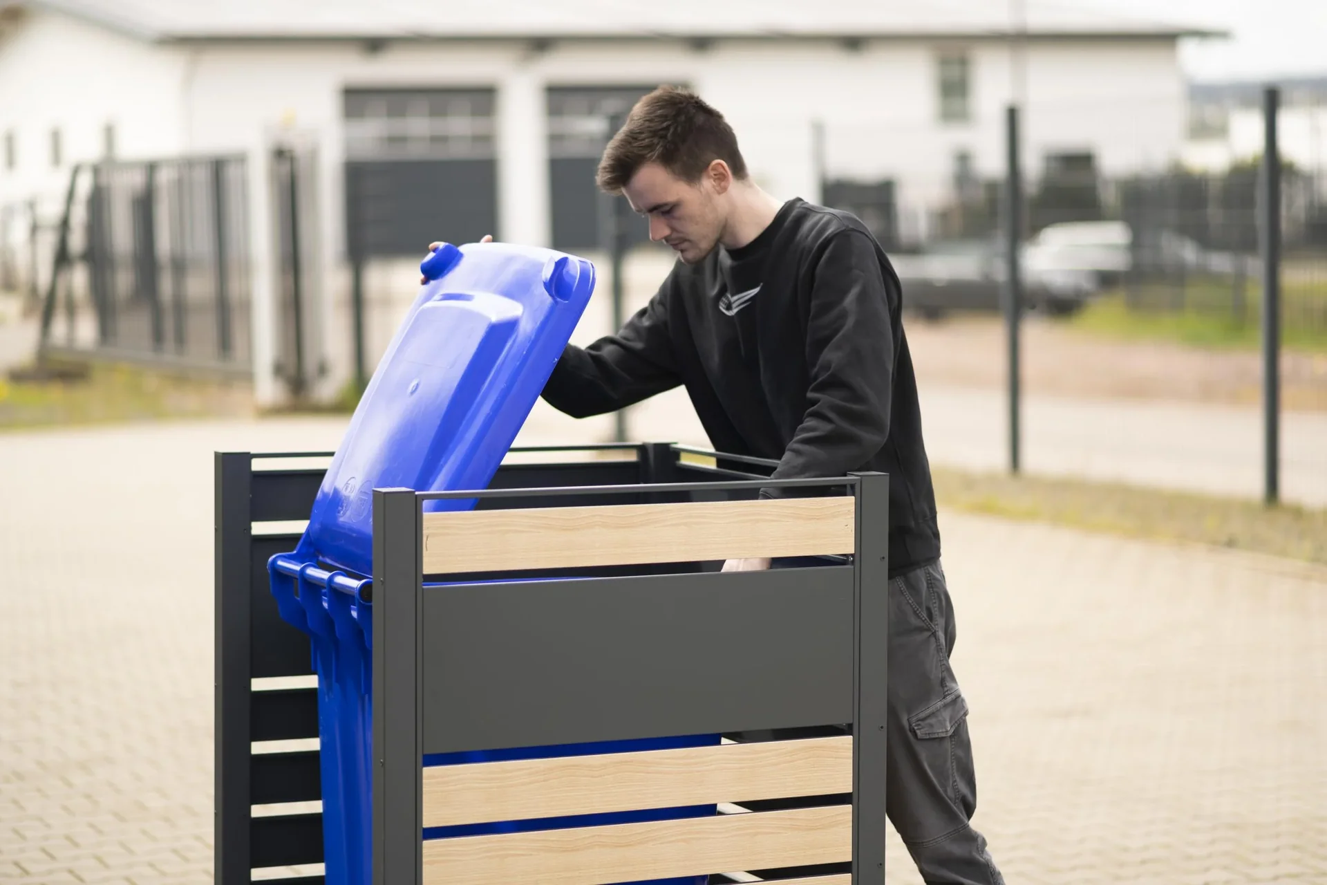 Mülltonnenverkleidung Planum 1er Box, 120 cm, holzoptik - 1