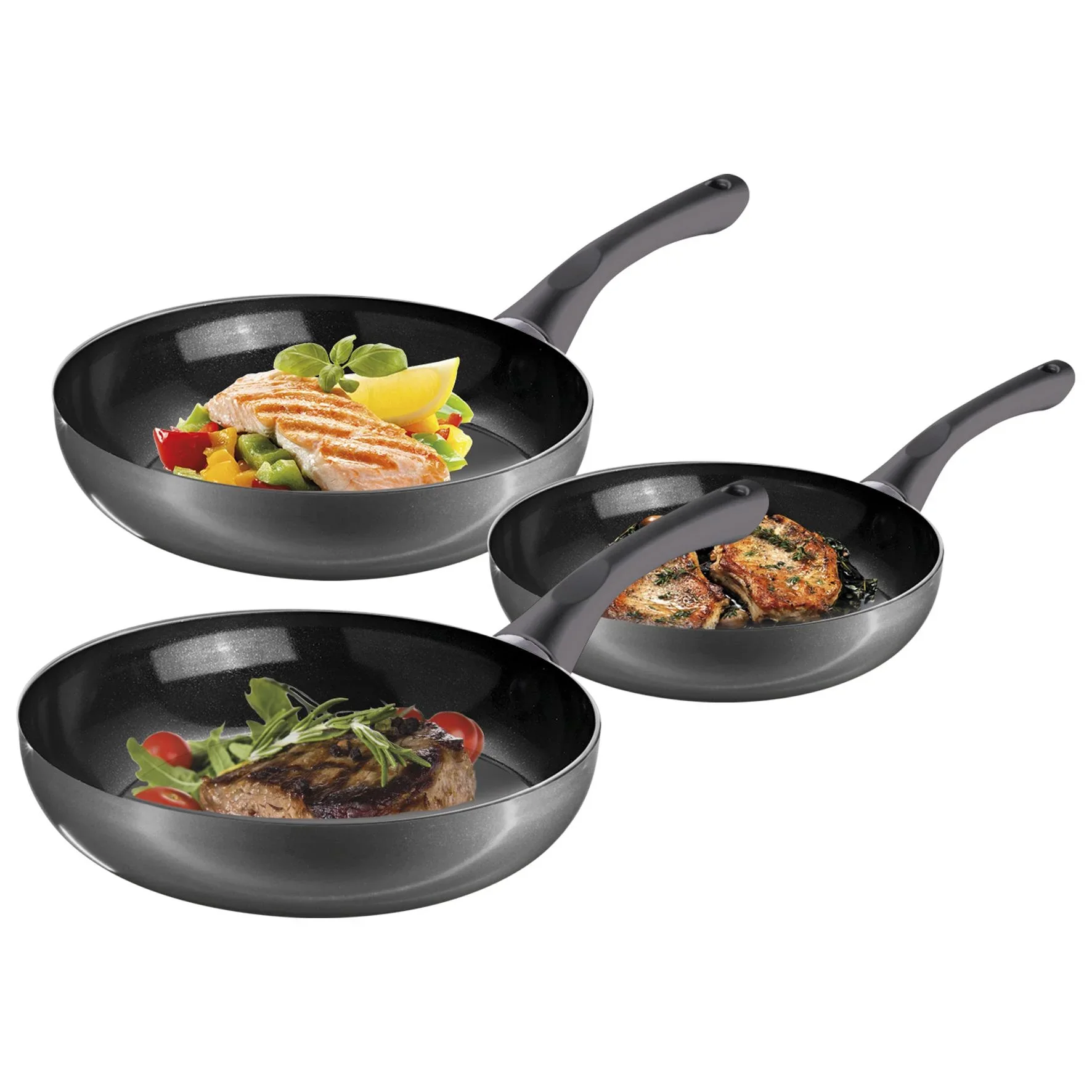 Pfannen-Set, grau, 3-teilig - 0