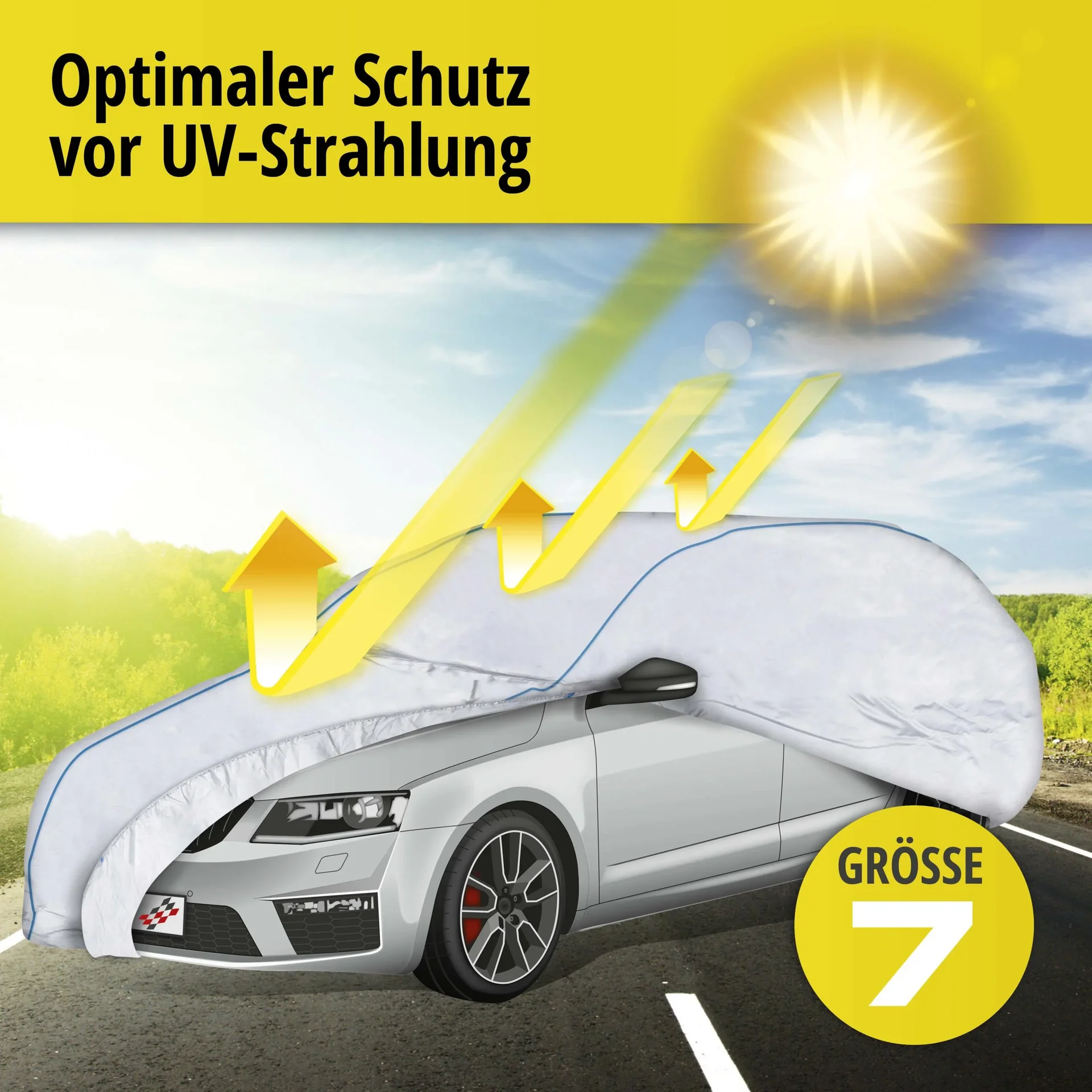 Autoabdeckplane Sun Reflect - Größe 7 - 488x176x148cm - 112g/m² - PES beschichtet - 5
