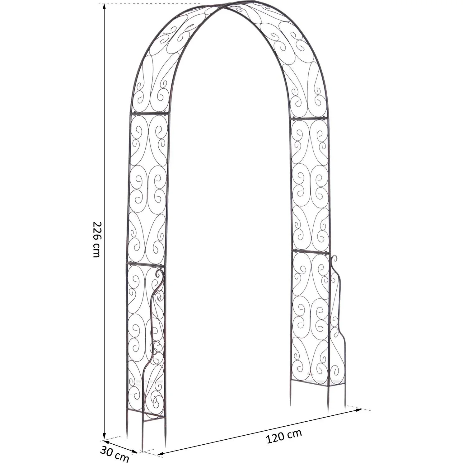 Torbogen Rankgitter Pflanzbogen Rosenbogen Garten Bogendach Metall 120 x 30 x 226 cm - 7