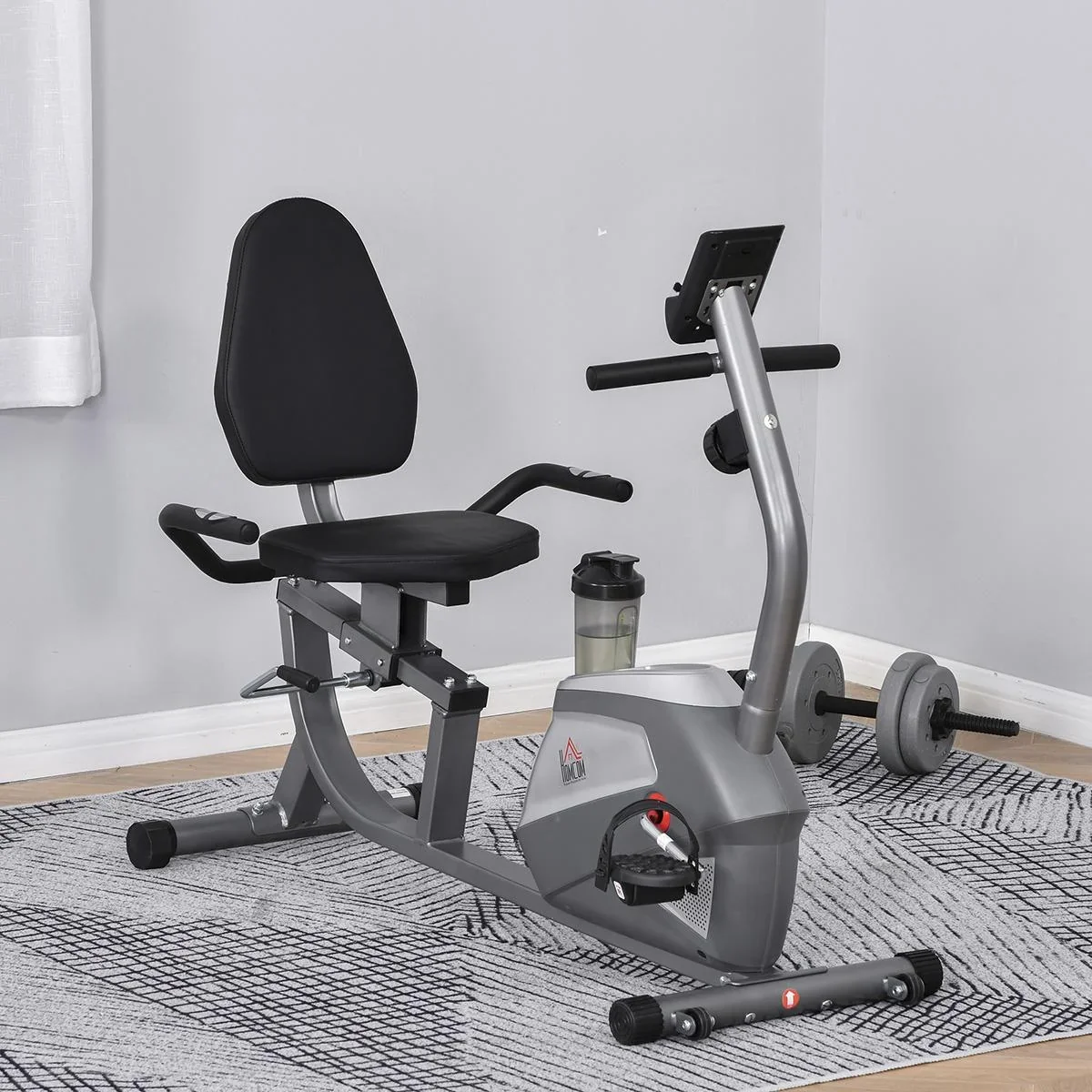 Liegeergometer mit LCD-Anzeige 8 stufig einstellbarem Magnetwiderstand Liegeheimtrainer Nutzergewicht bis 110 kg für zu - 0