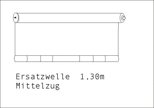 Ersatzvorhang Mittelzug "Tropfen weiß, 130 cm, inkl. Welle - 1