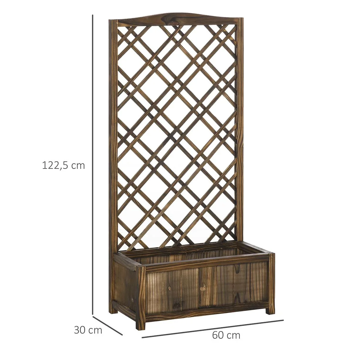 Pflanzkasten Blumenständer Rankgitter Rankkasten Rosenbogen Garten Holz Braun 60 x 30 x 122,5 cm - 0