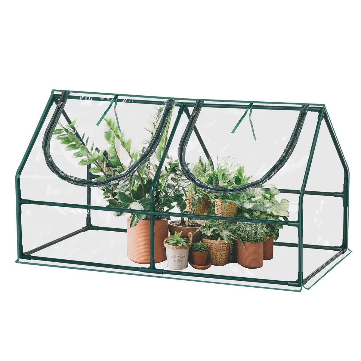 Gewächshaus mit Fenster PVC Treibhaus Tomatenhaus Frühbeet 120x60x60cm transparent - 0