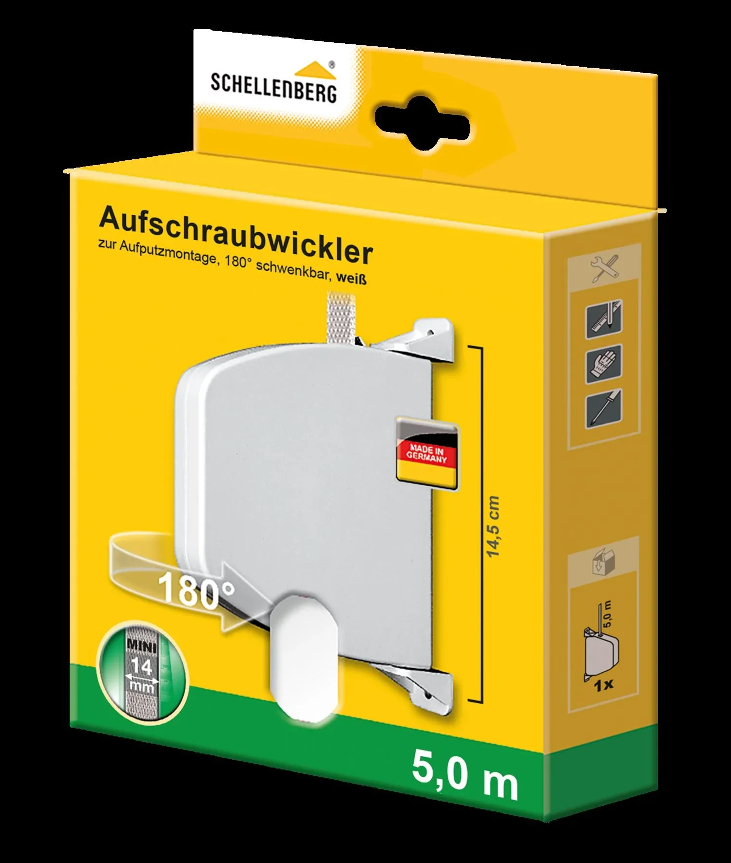 Rolladen-Aufputz-Aufschraubgurtwickler, weiß - 0