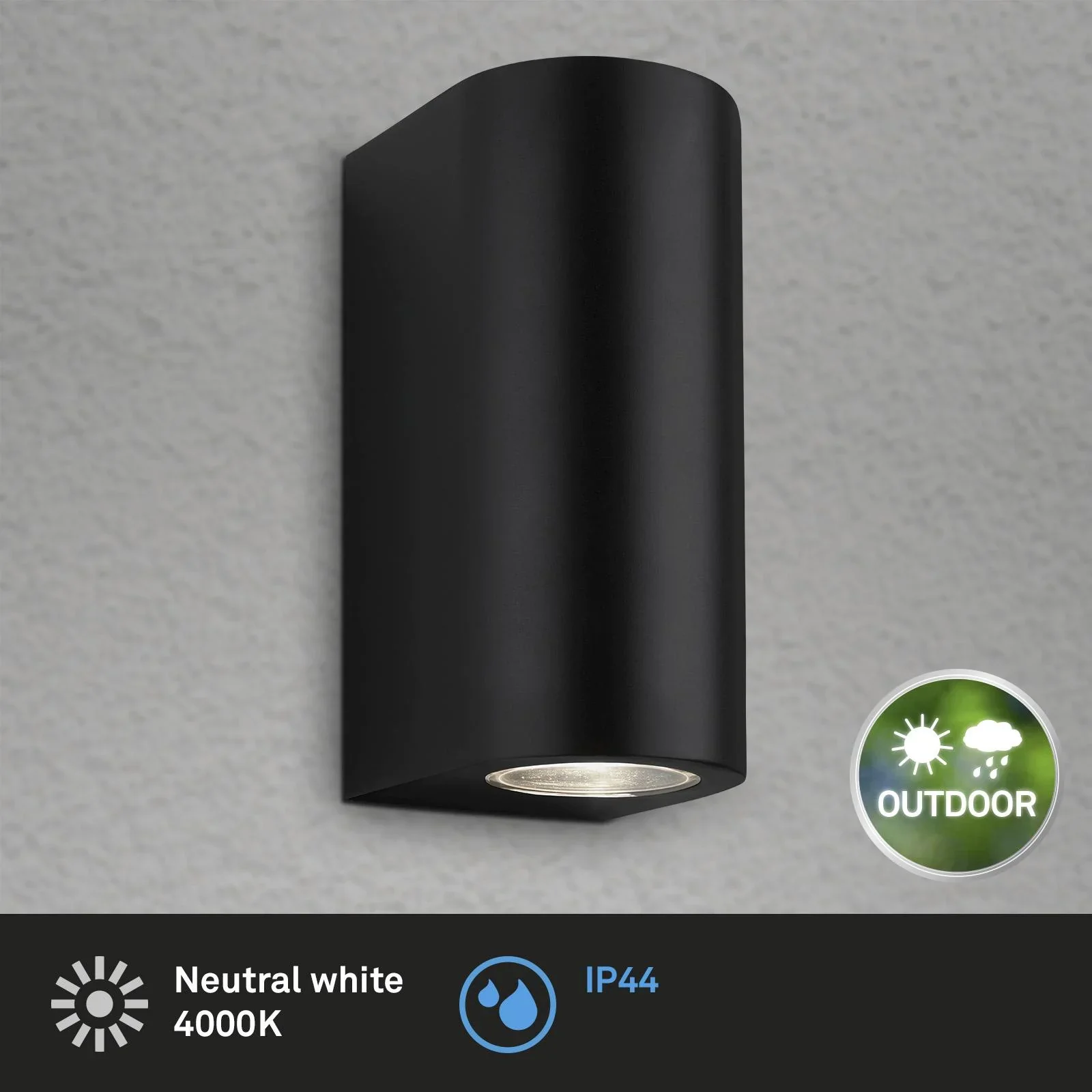 LED Außenleuchte, 2-flammig, IP44, schwarz, GU10 Fassung,  inklusive 2 x LED Leuchtmittel, 4,7 Watt,  400 lm, 4.000 K - 1