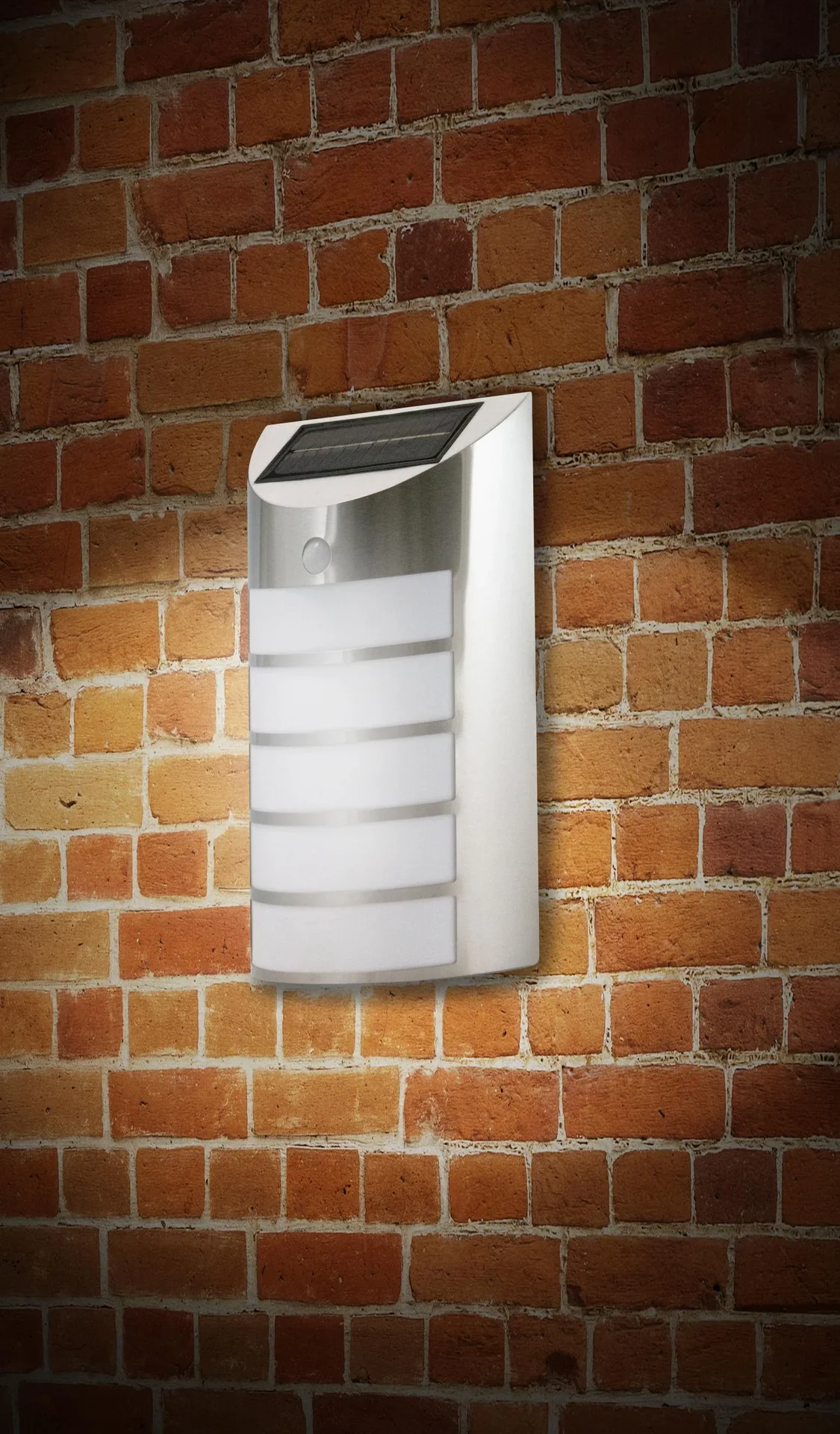 LED Solar Wandlicht aus Edelstahl mit Bewegungsmelder - 0