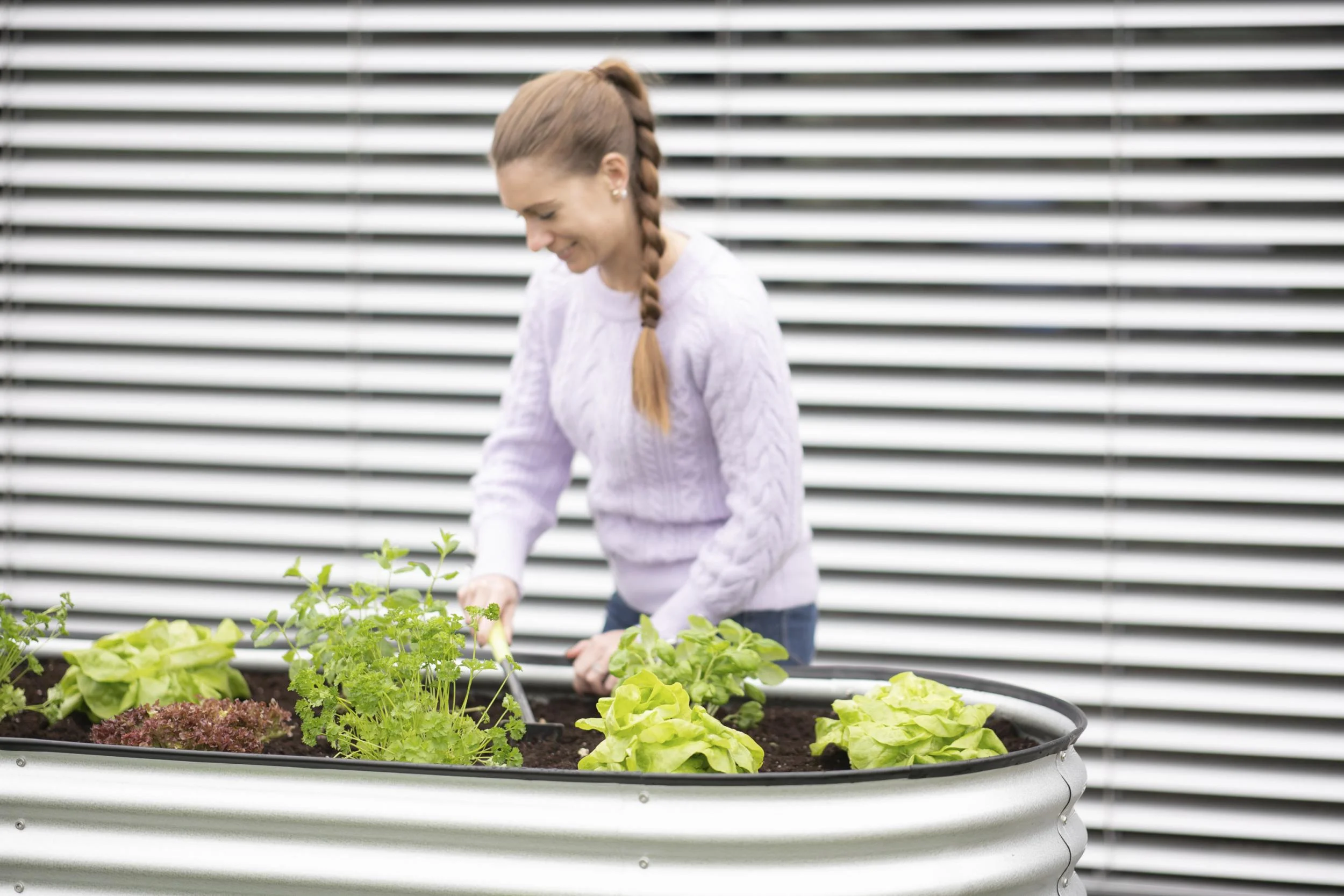 Metall Hochbeet Oval silber 240 x 80 x 82 cm - 0