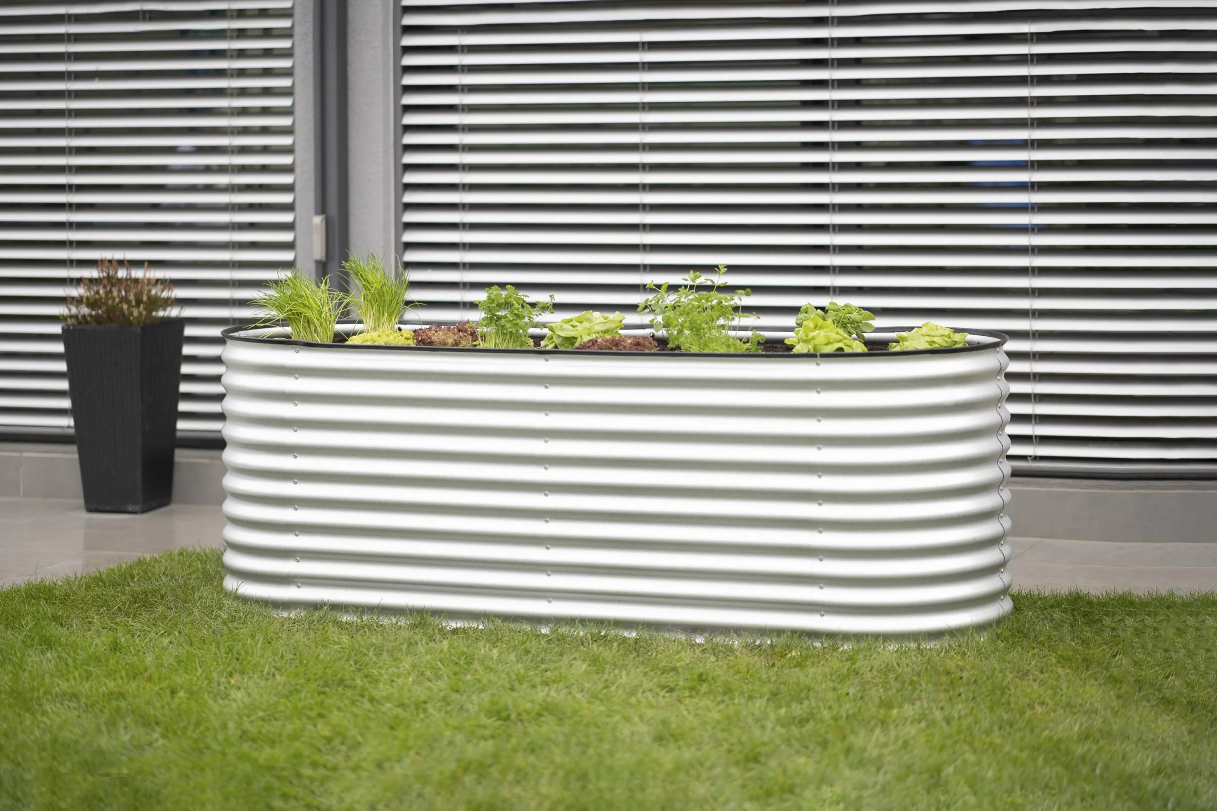 Metall Hochbeet Oval silber 240 x 80 x 82 cm - 8