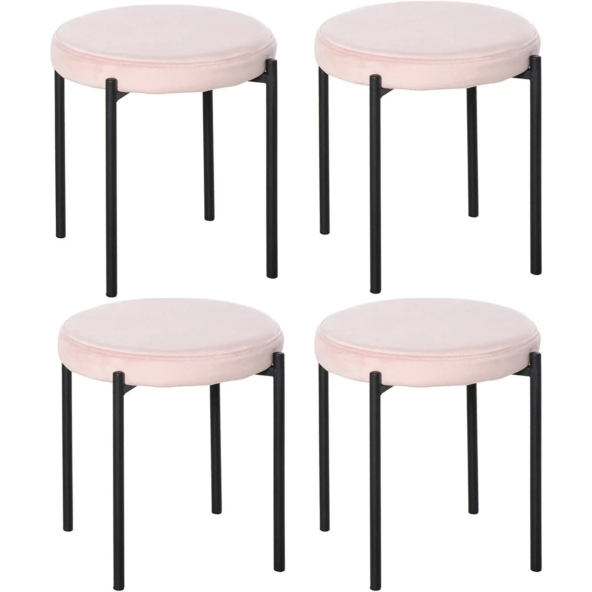 Hocker 4-teiliges Set mit Samtüberzug Grau - 6