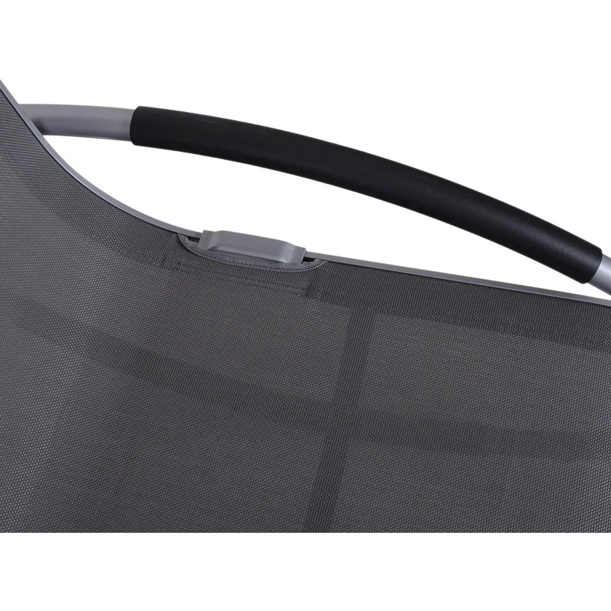 Schaukelstuhl Schaukelliege Gartenliege Schwungliege mit Kopfkissen wetterfest Aluminium + Texteline Grau bis 120 kg 120 - 2