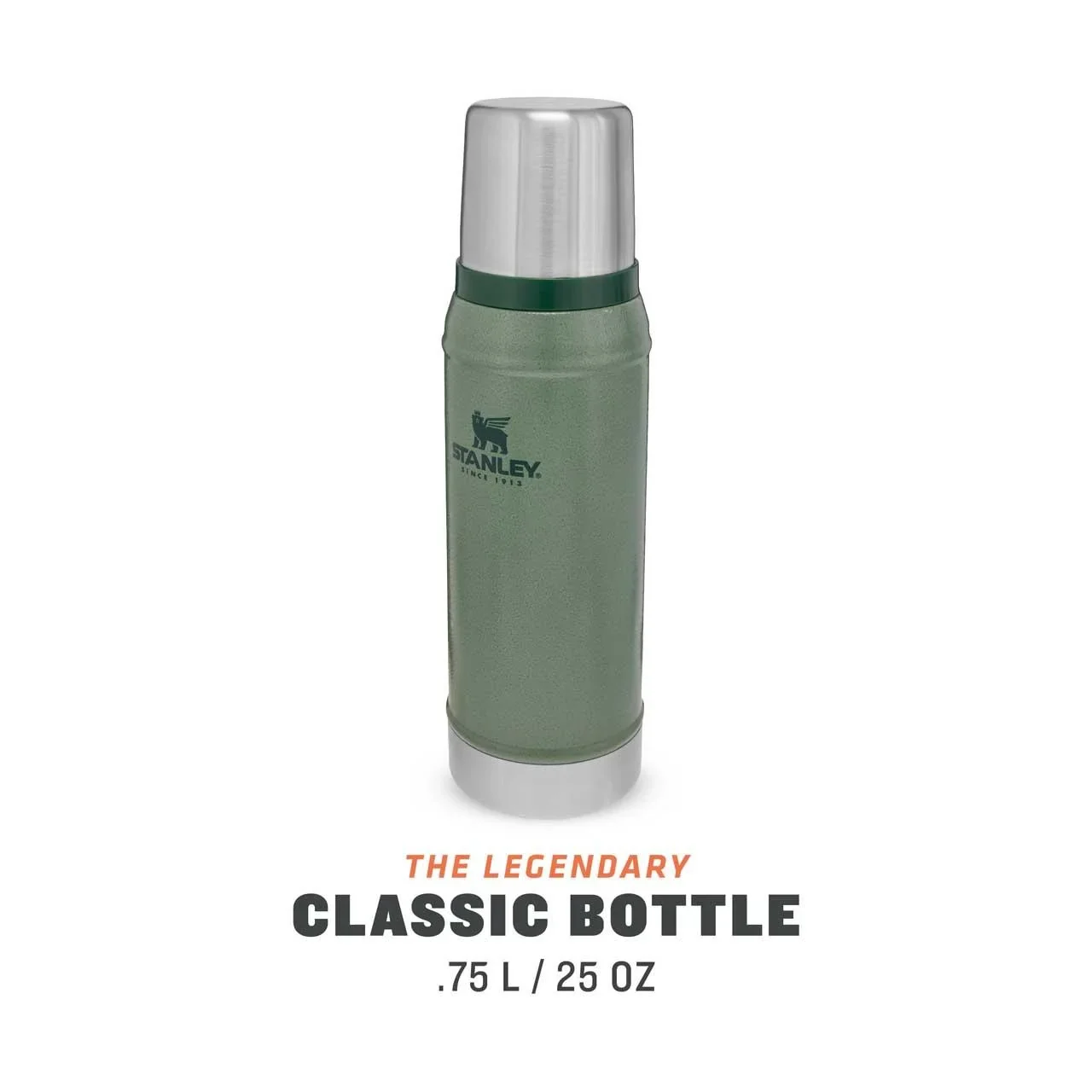 Classic Vakuum-Flasche 0,75 l, Hammertone grün, doppelwandige Vakuumisolierung, Trinkbecher - 5