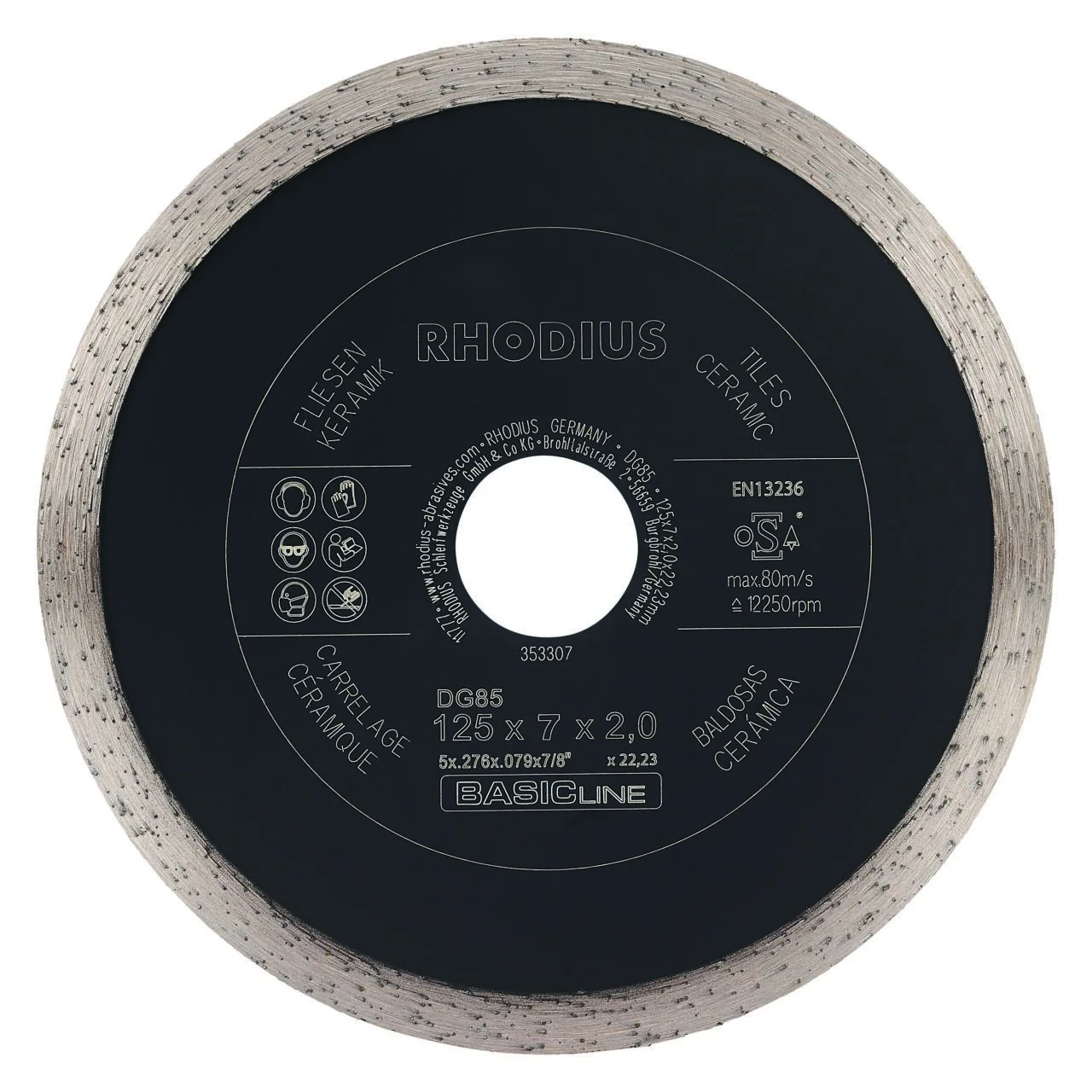 Diamanttrennscheibe Fliesen & Keramik DG85 TILES, 125 x 7 x 2 x 22,23 mm - 0