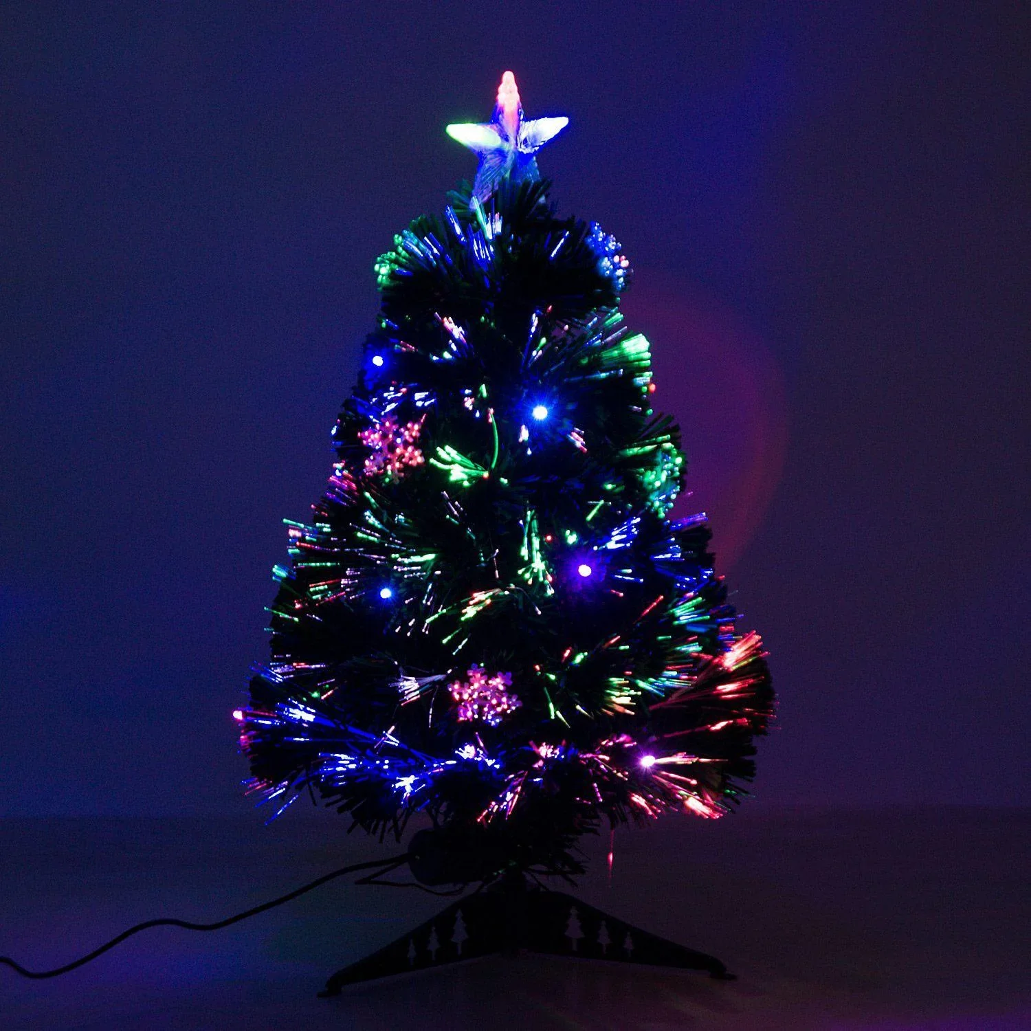 Weihnachtsbaum 60cm Tannenbaum LED Lichtfaser grün - 1