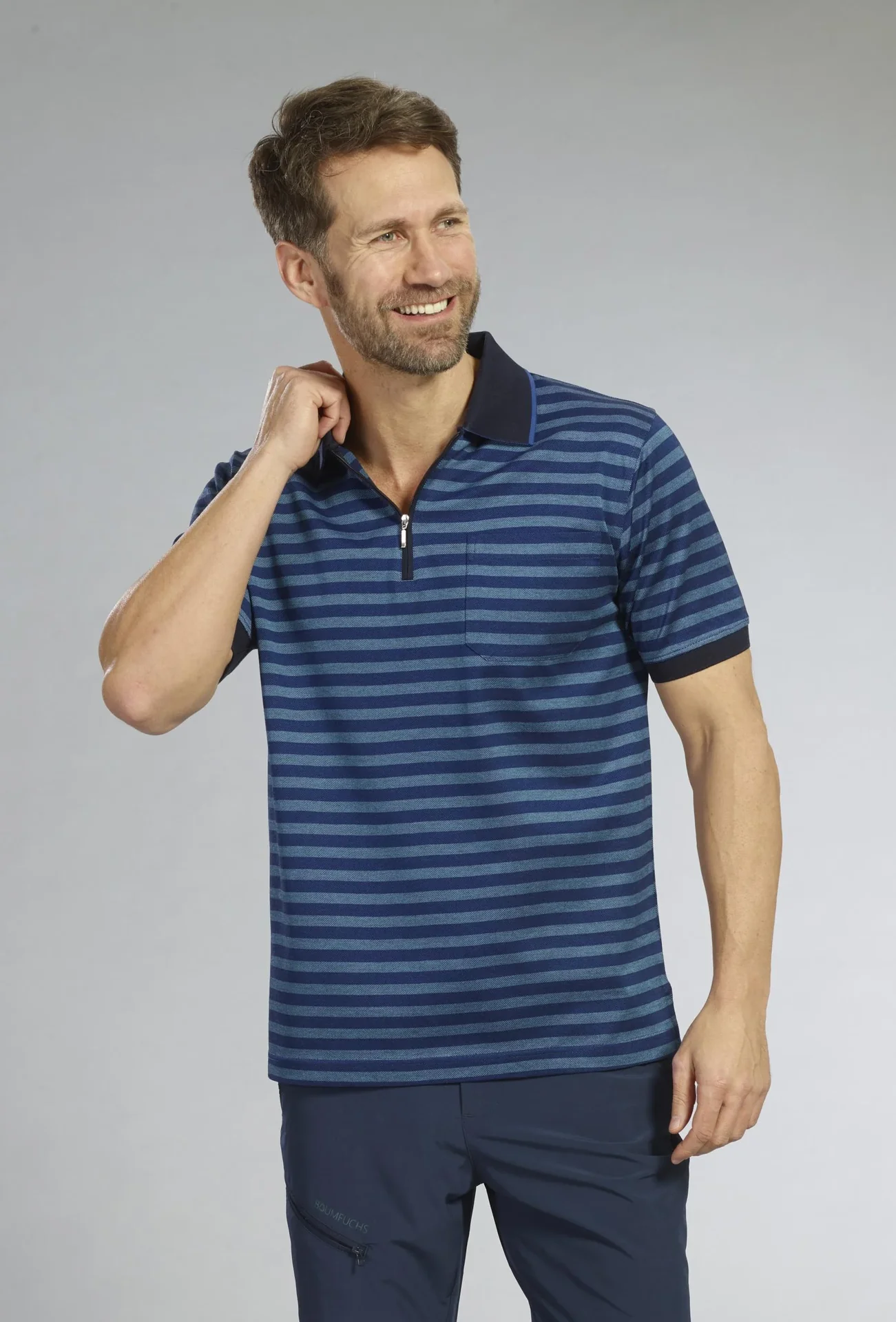 Poloshirt, Farbe marine gestreift, Gr.M - 0
