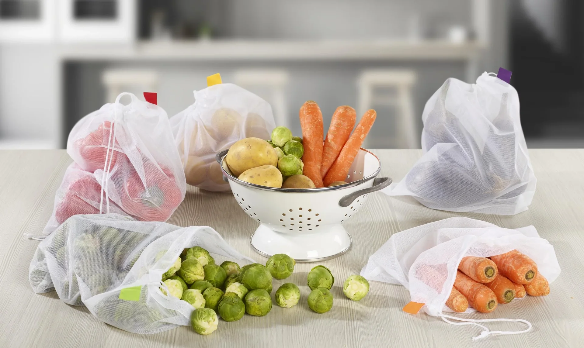 Obst- und Gemüse-Netze, mit Aufbewahrungsbeutel, 6-teilig - 0