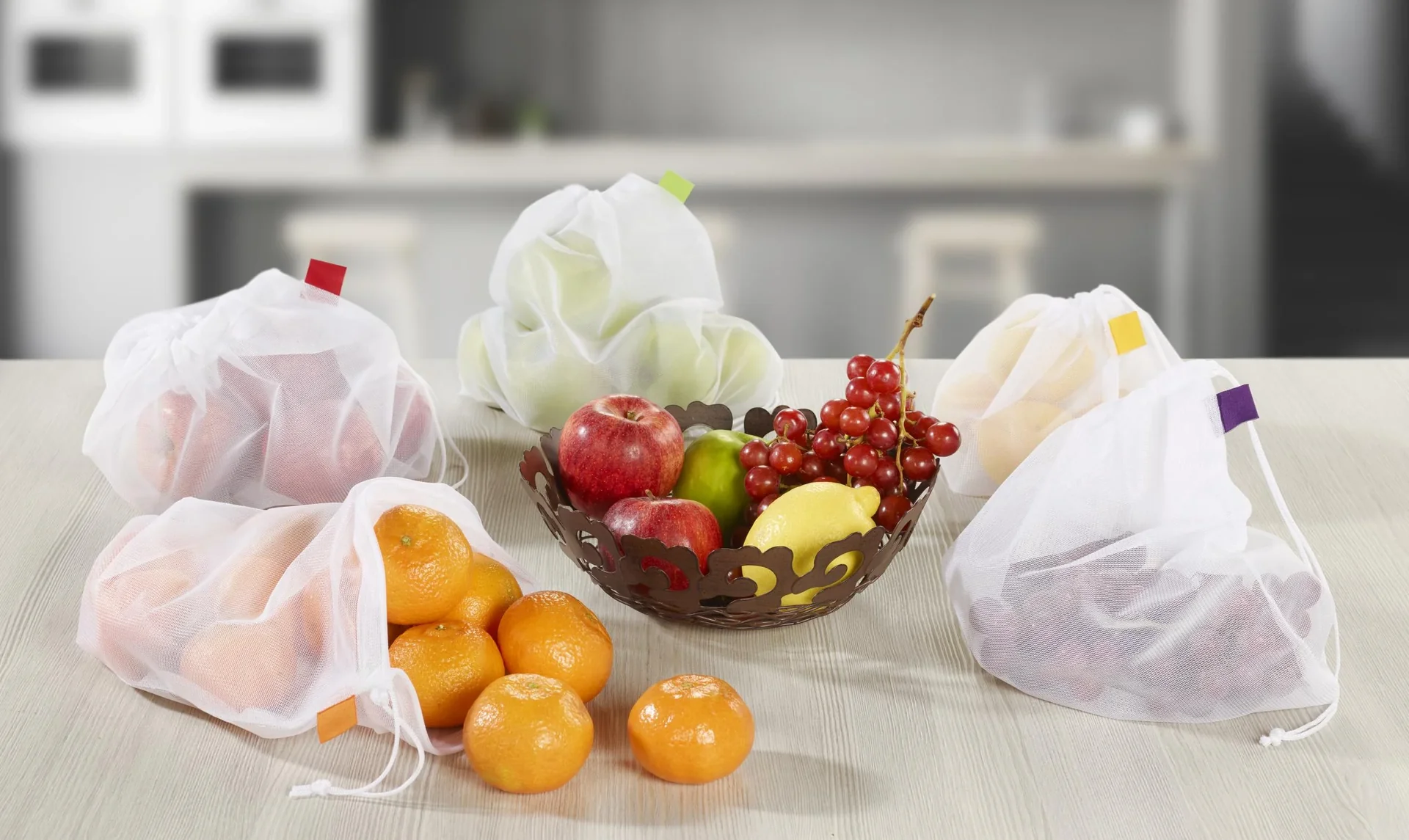 Obst- und Gemüse-Netze, mit Aufbewahrungsbeutel, 6-teilig - 1