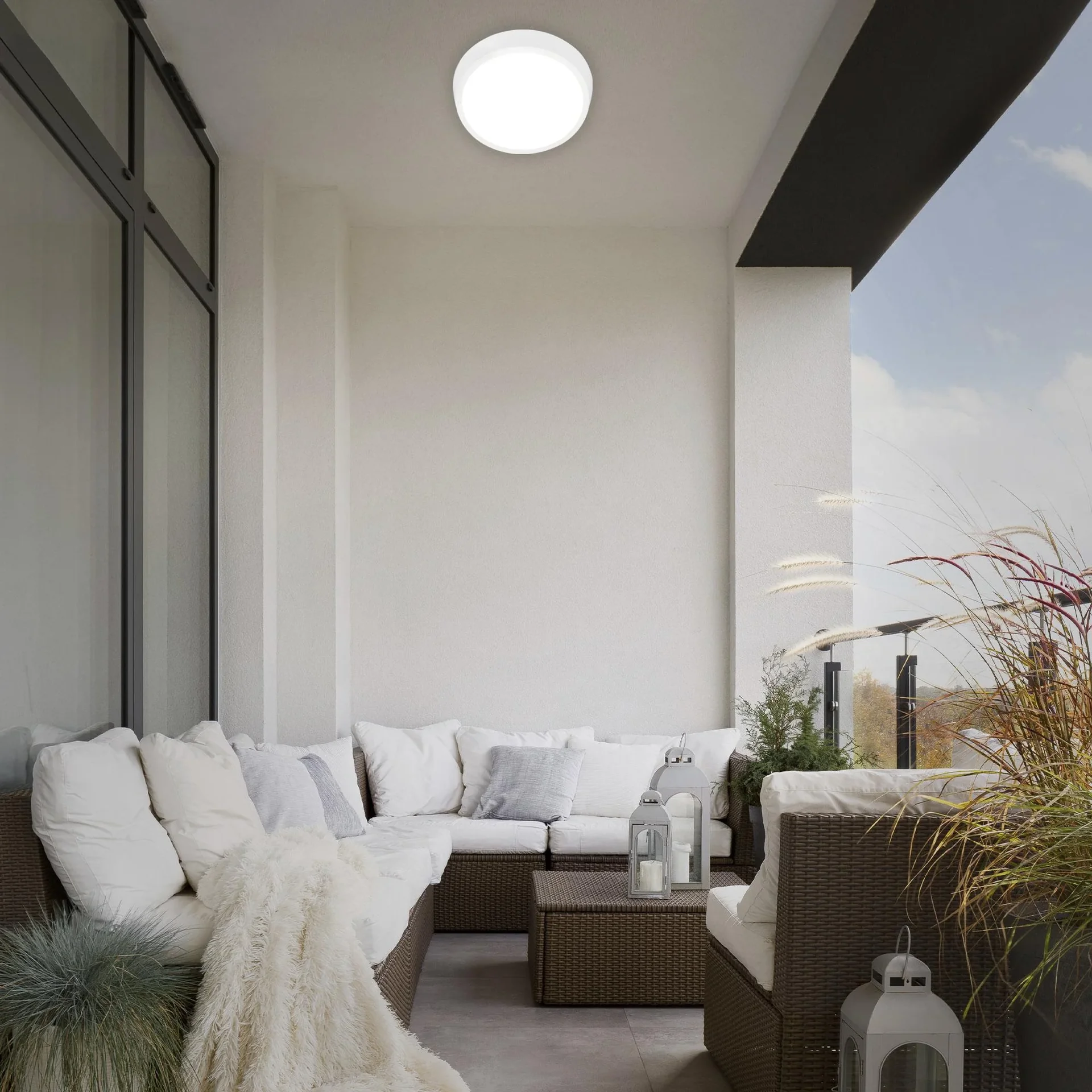 HAGEN LED Außenleuchte, Wand- und Deckenleuchte, weiß, IP44, 24 Watt, 2.160 lm, 4.000 K - 5