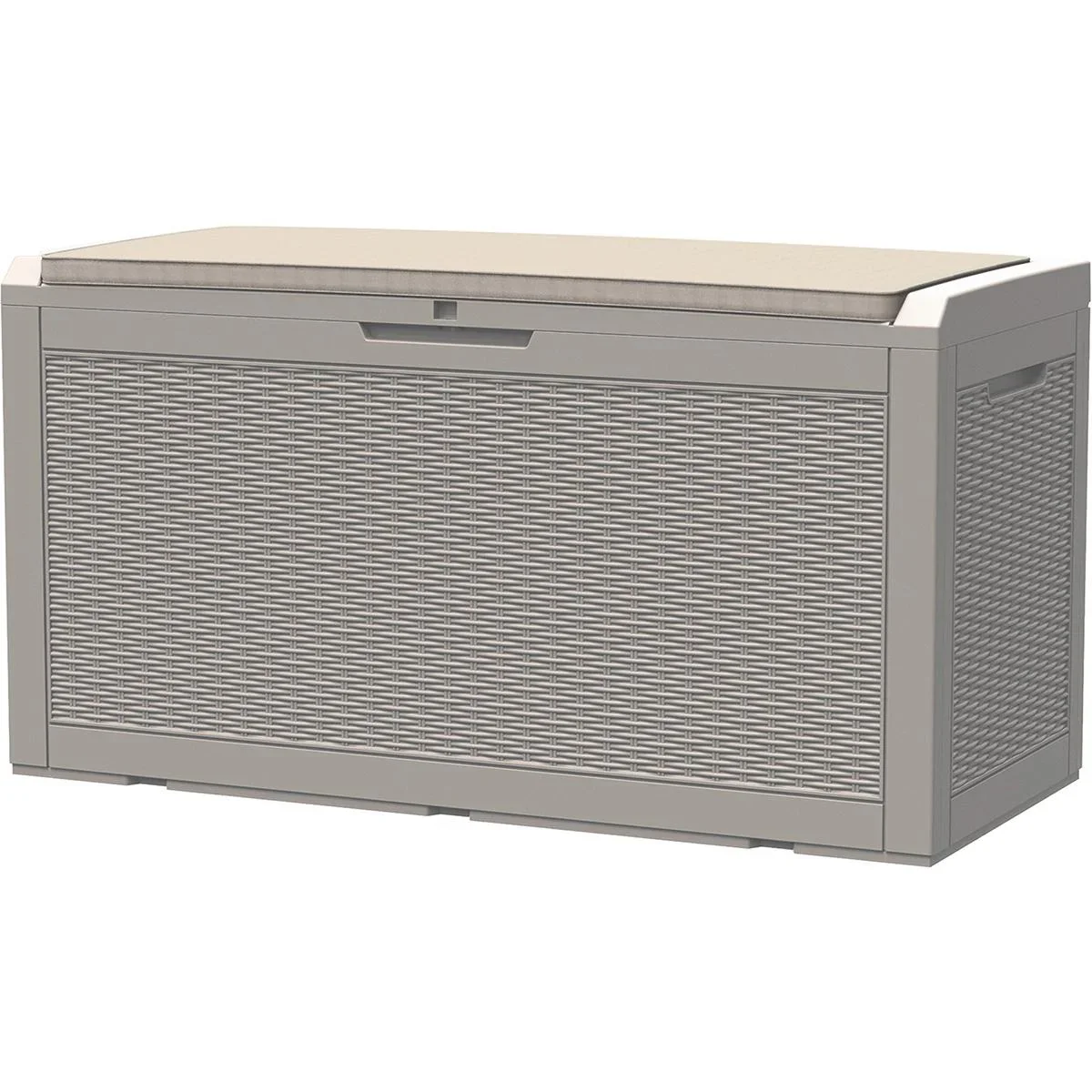 2in1 Gartentruhe in Rattanoptik Grau - 5