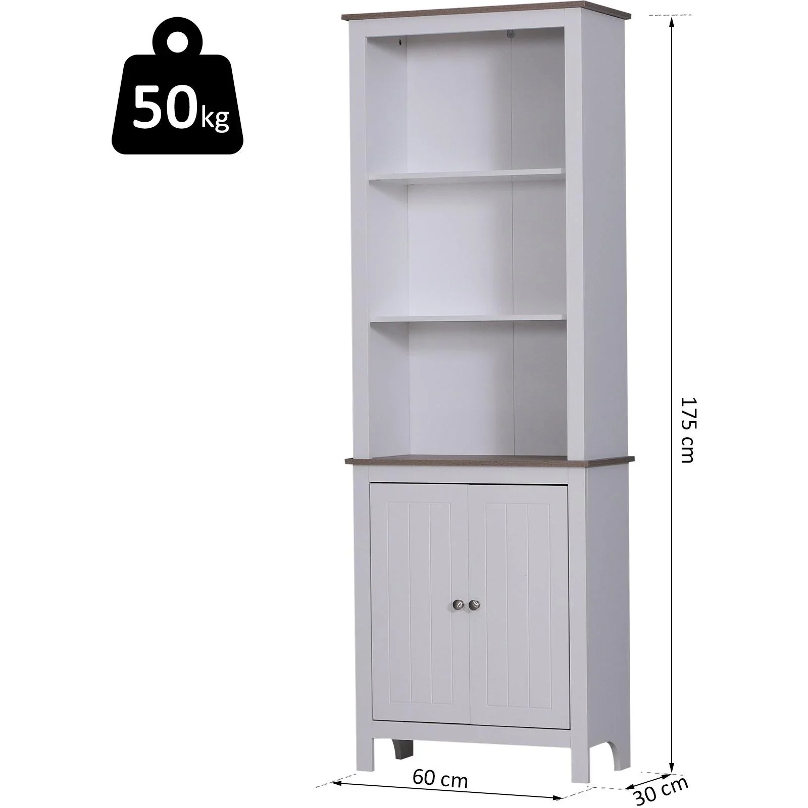 Büroschrank Büroregal Lagerschrank Aktenschrank Bücherschrank 3 x Fach Holz 60 x 30 x 175 cm - 1