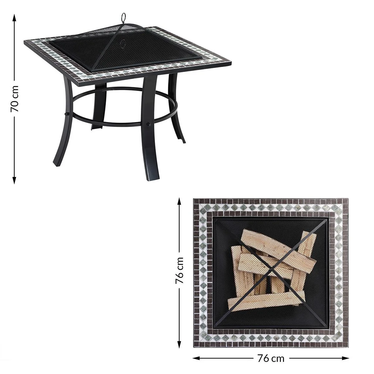 Mosaik Feuerschale Quadrat 76x76cm - 5