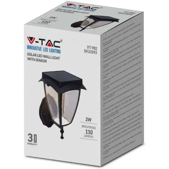 VT-982 Sevilla Solar-Wandleuchte Solar-LED-Lampe - 2 Lichtfarben - 6