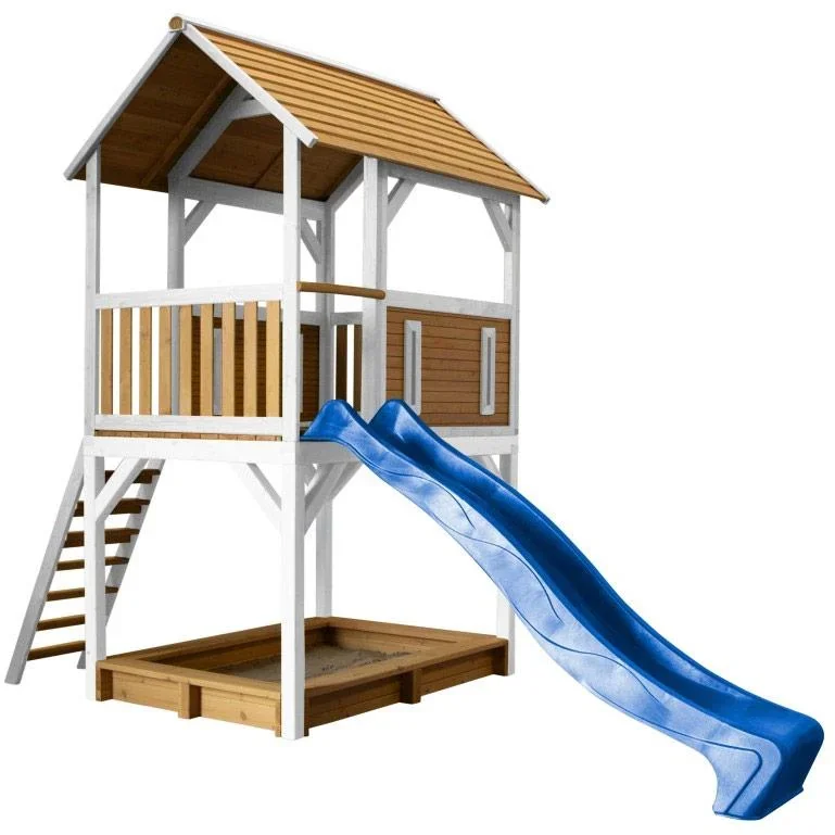 Pumba Spielturm Braun/Weiß - Blaue Rutsche - 1