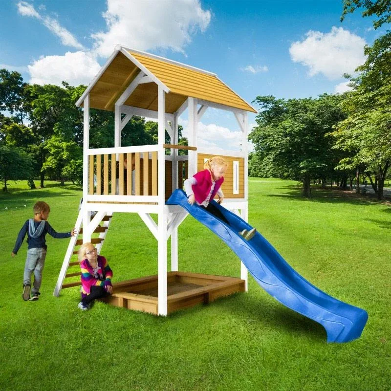 Pumba Spielturm Braun/Weiß - Blaue Rutsche - 4