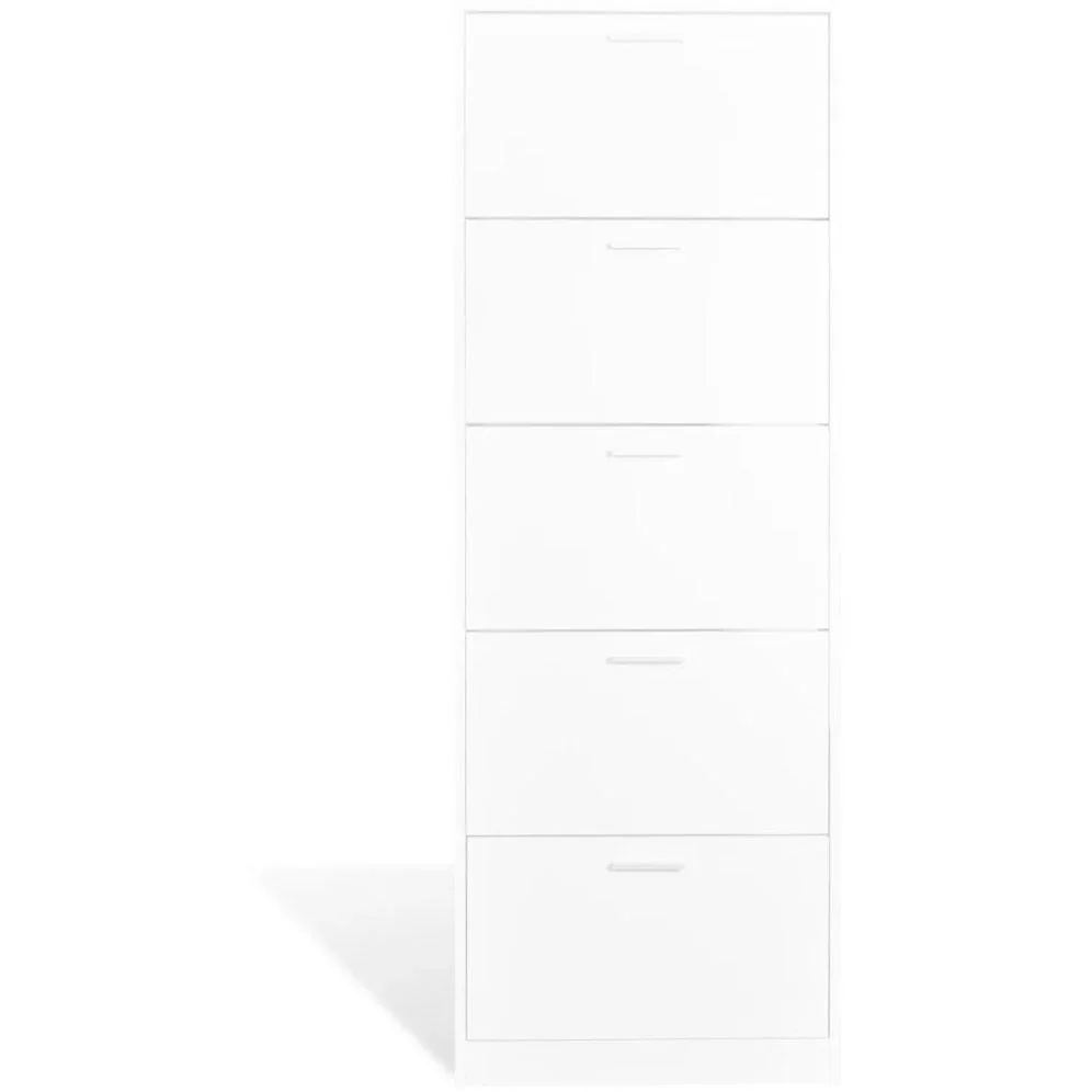 Schuhschrank Holz mit 5 Ablagefächern weiß - 0