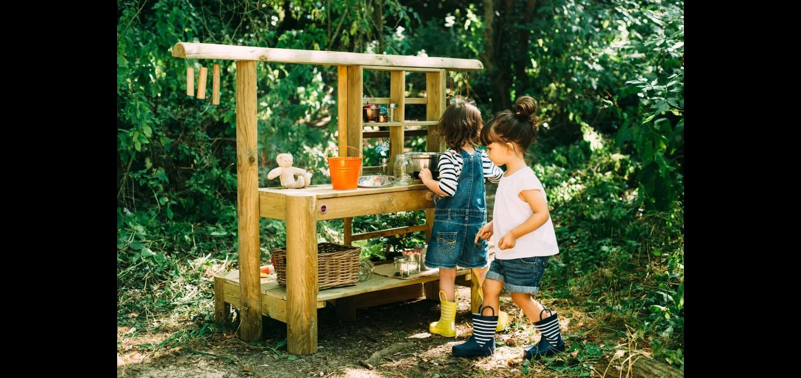 Discovery Küche   Outdoor-Spielküche für Kinder aus Holz, Pflanzkübel, Malscheibe, Windspiel, natur - 9