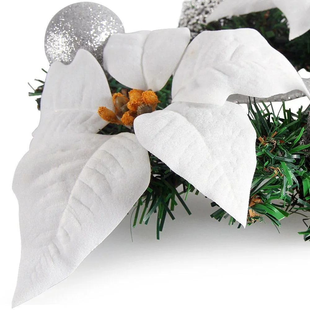 Weihnachtskranz mit weißen Blumen - Ø22cm - 0