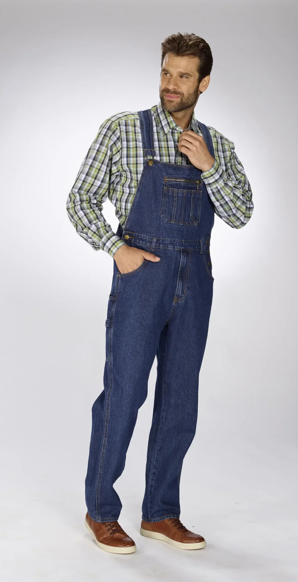 Fabrik Latzjeans, stonewashed, Gr. 27 - 1