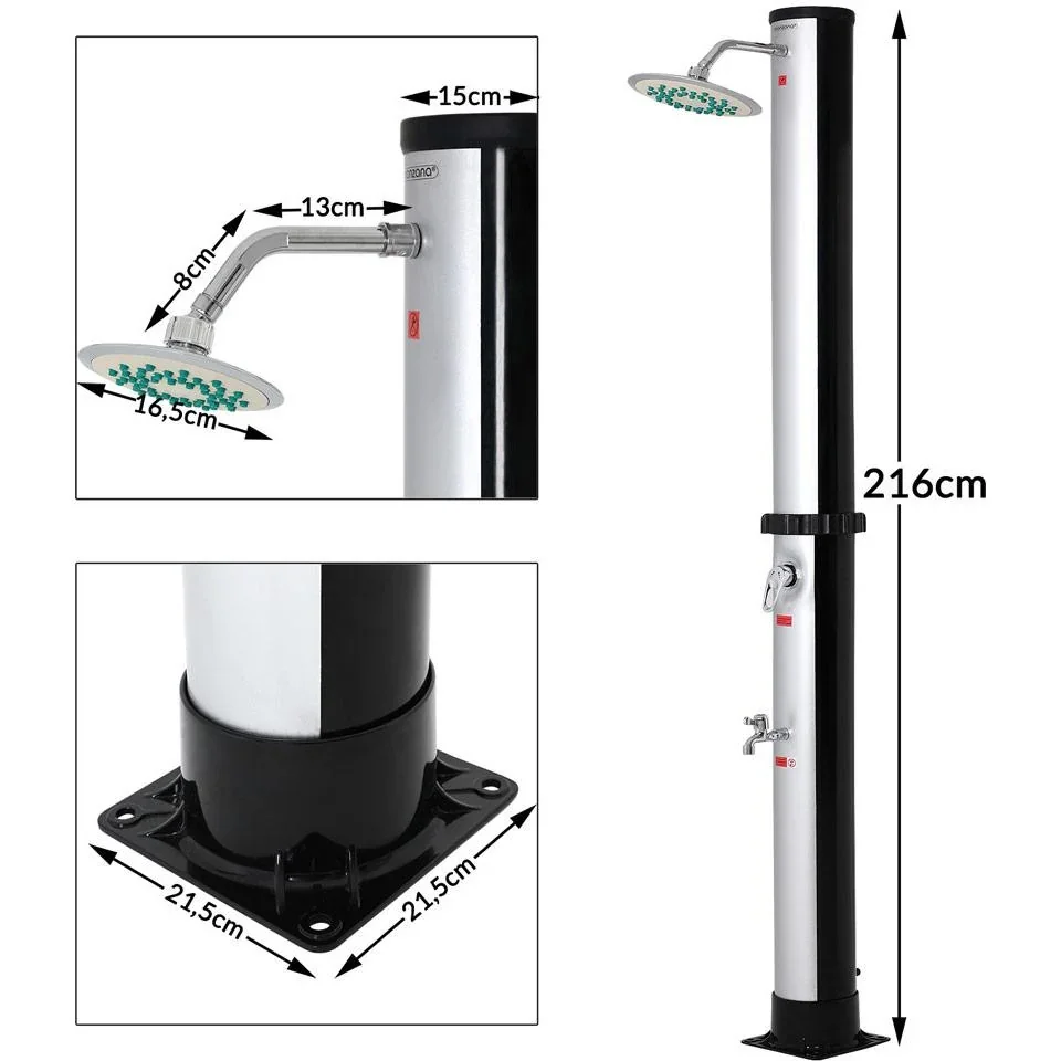 Gartendusche auf Solarenergie - bis zu 60° Erwärmung - 35L- Einfach und UV-beständig - 0