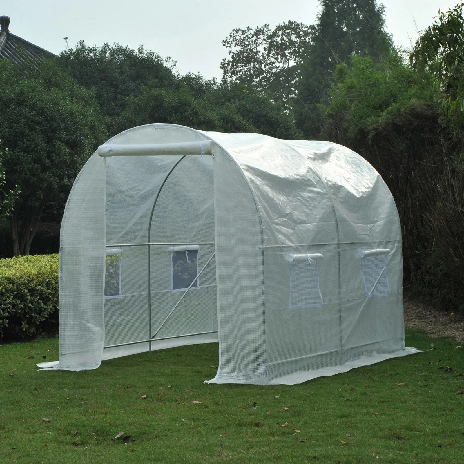 Foliengewächshaus 2,5x2x2m 4 Seitenfenster weiß - 0