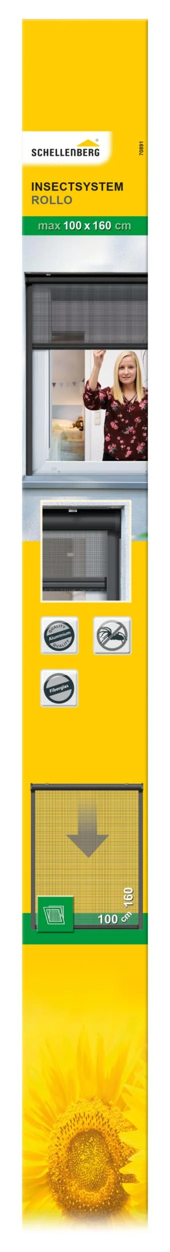 Insektenschutzrollo für Fenster, Farbe anthrazit, 100 x 160 cm - 2
