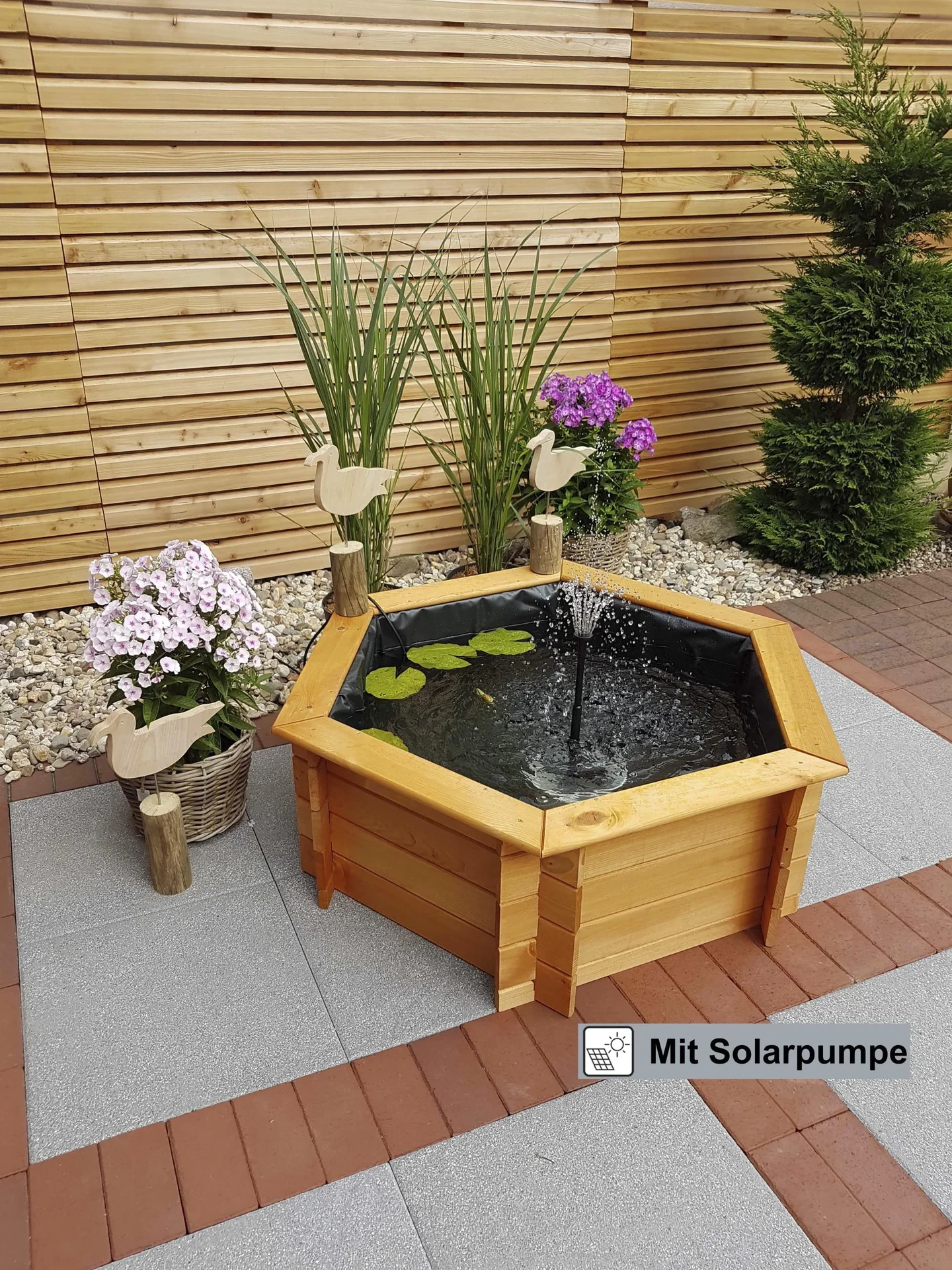 Sechseck-Hochteich 100 cm Solar - 0