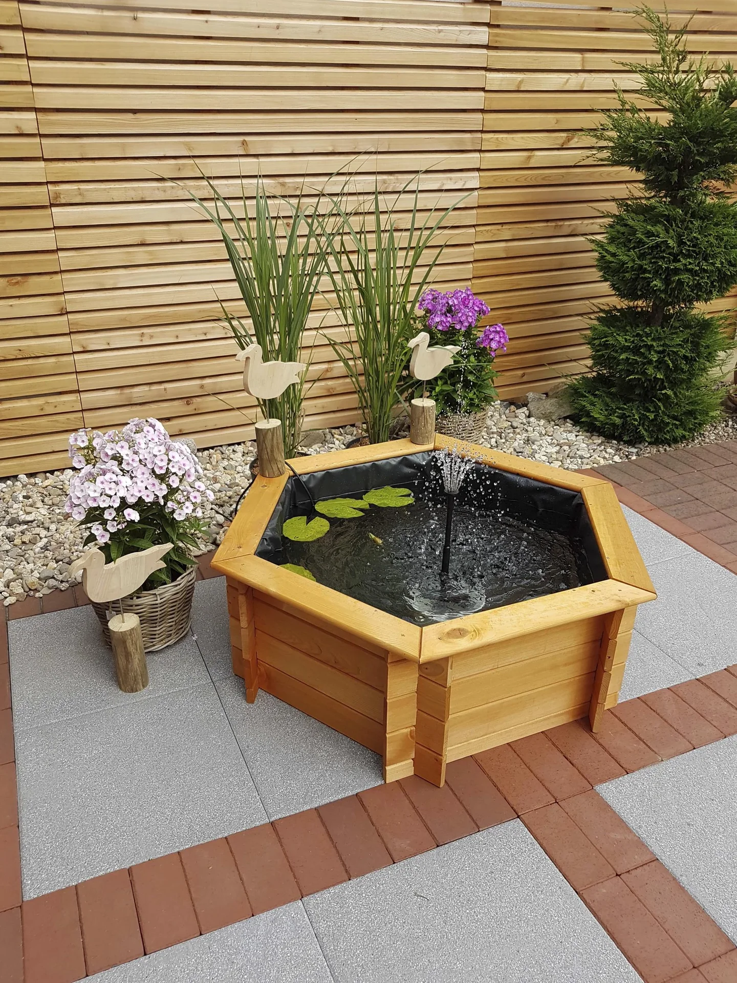 Sechseck-Hochteich 100 cm Solar - 1