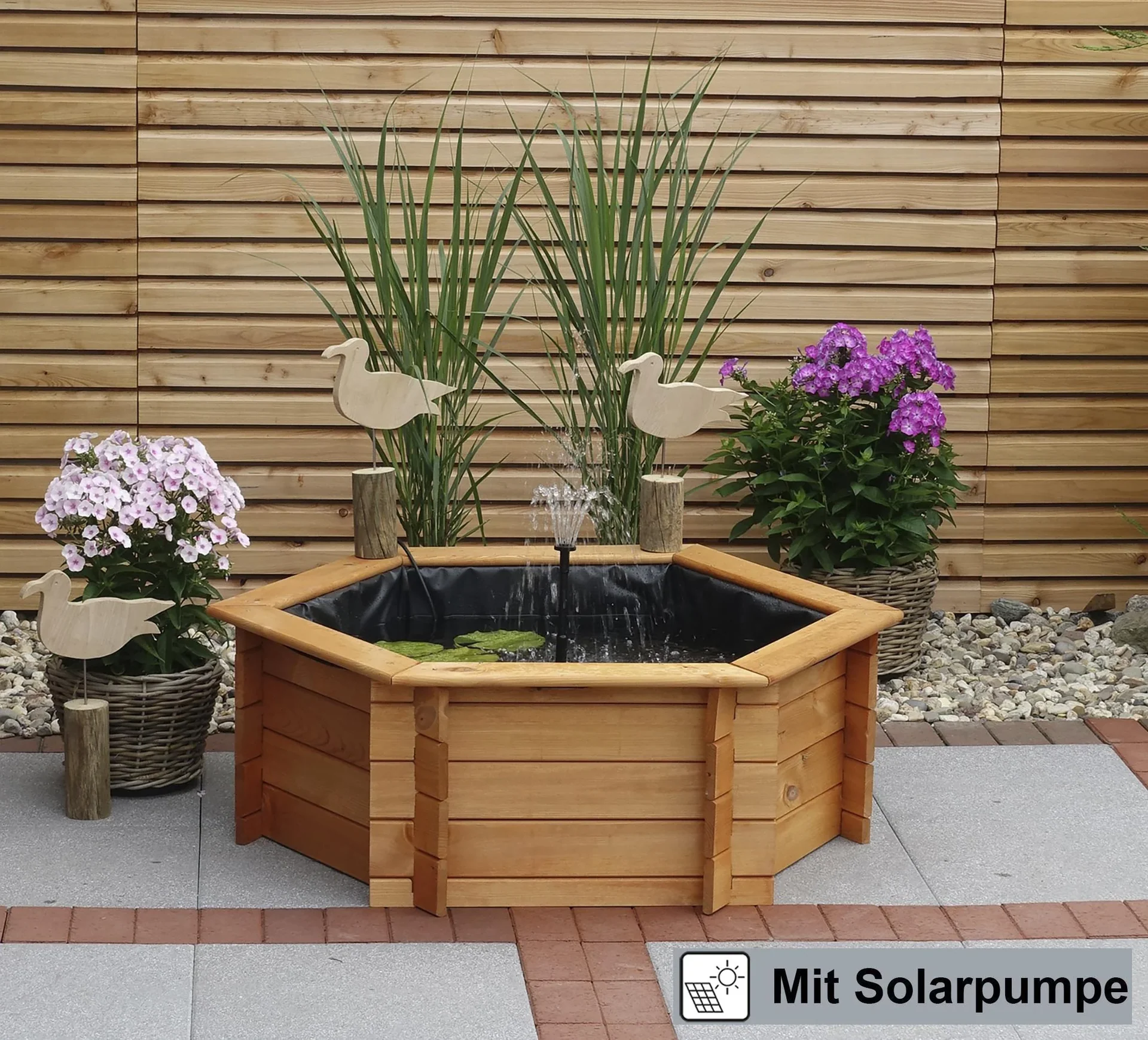 Sechseck-Hochteich 100 cm Solar - 3